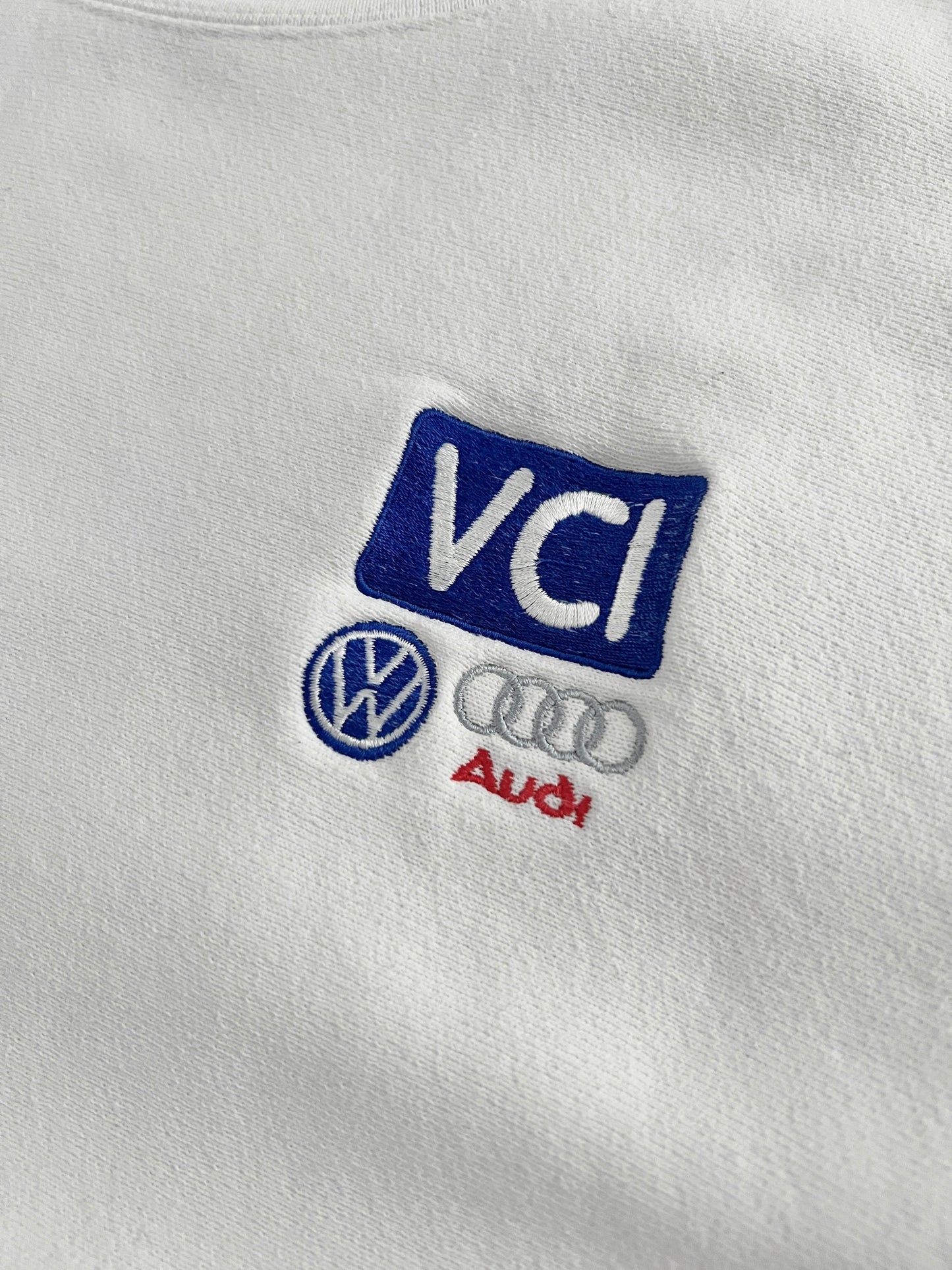 WHITE AUDI X VW SWEATER - 1990S - XL/L