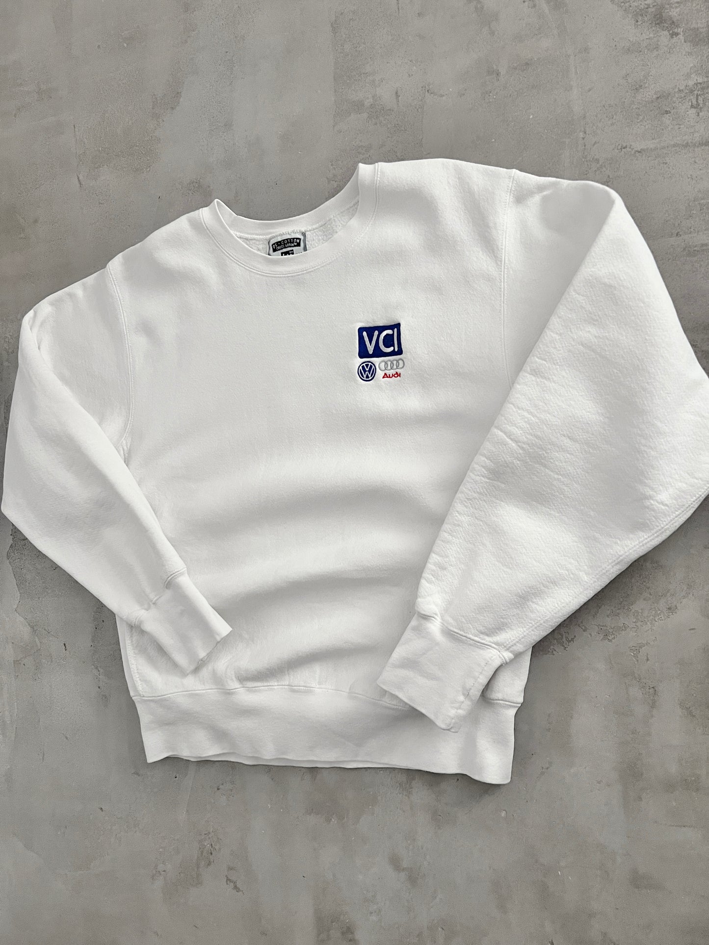 WHITE AUDI X VW SWEATER - 1990S - XL/L