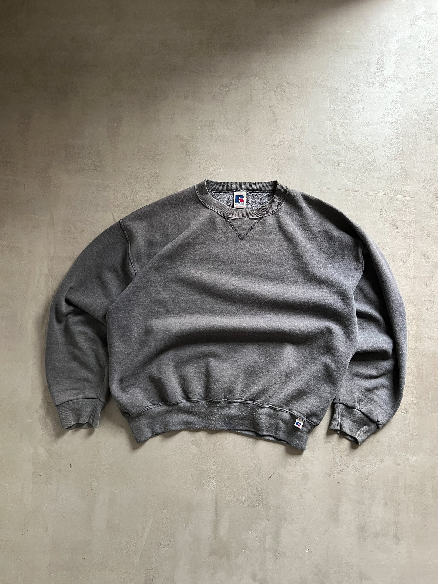 GREY RUSSELL ATHLETIC SWEATER -1990S - L/M