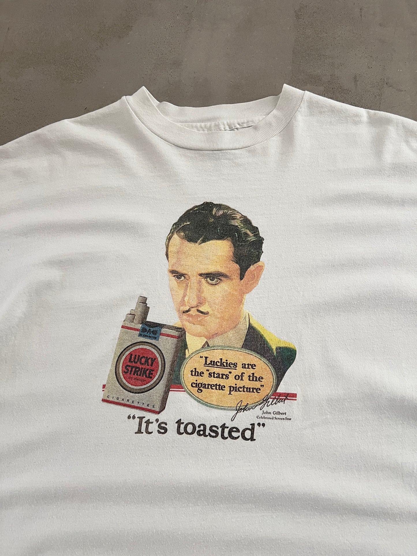 WHITE LUCKY STRIKE CIGARETTES TEE - 1990S - XL