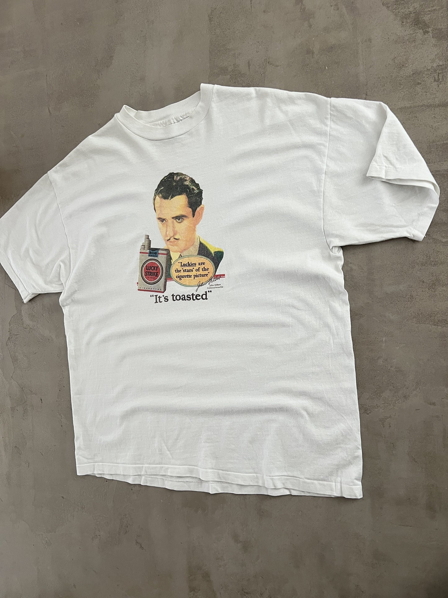 WHITE LUCKY STRIKE CIGARETTES TEE - 1990S - XL