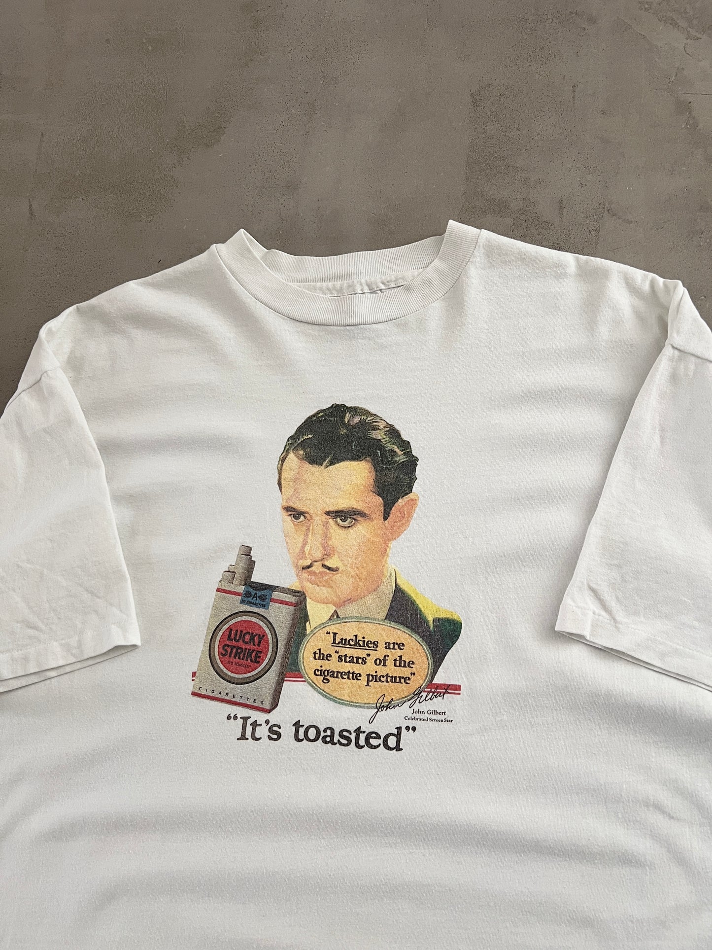 WHITE LUCKY STRIKE CIGARETTES TEE - 1990S - XL