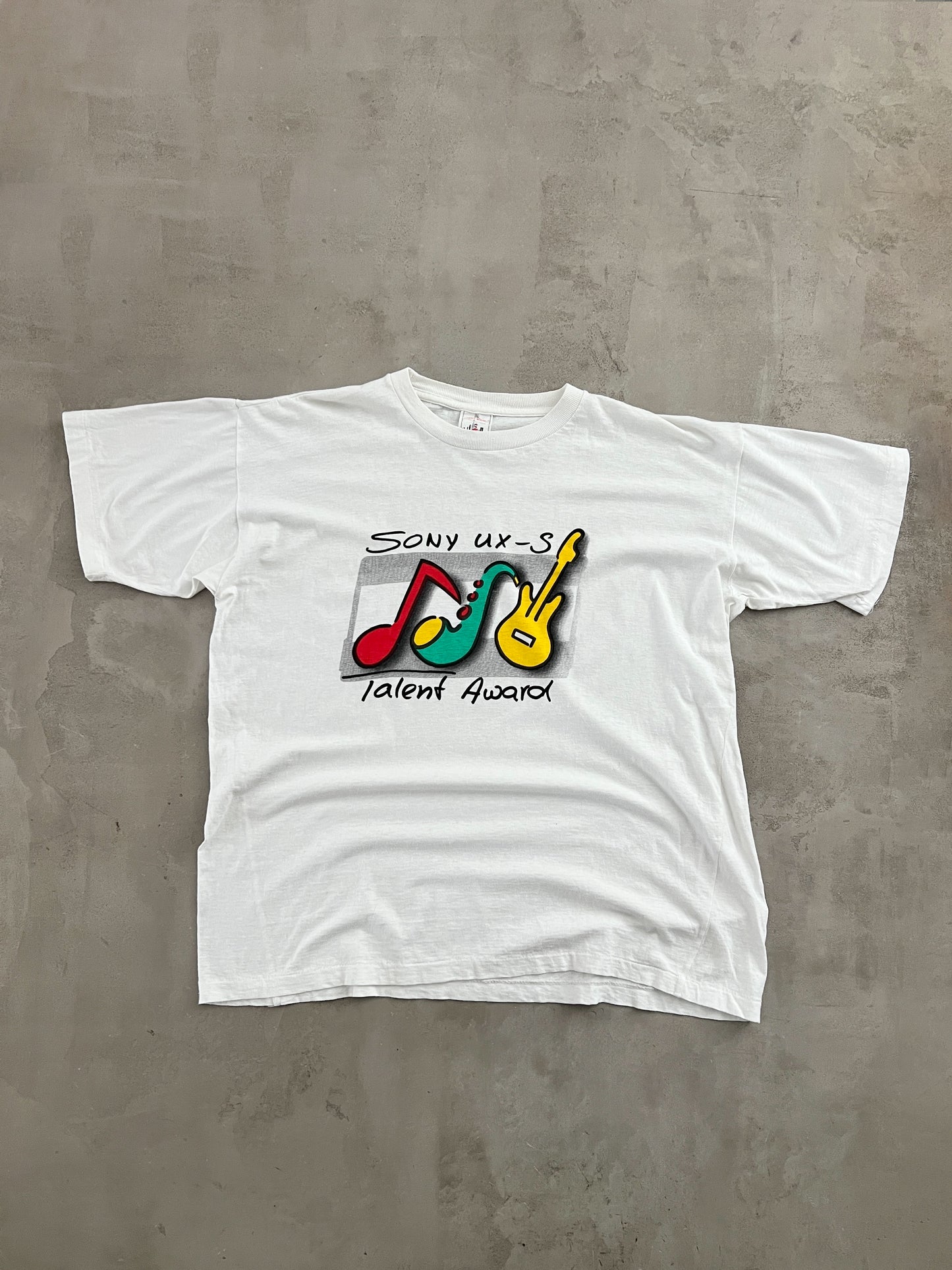 WHITE SONY MUSIC PROMO TEE - 1990S - L