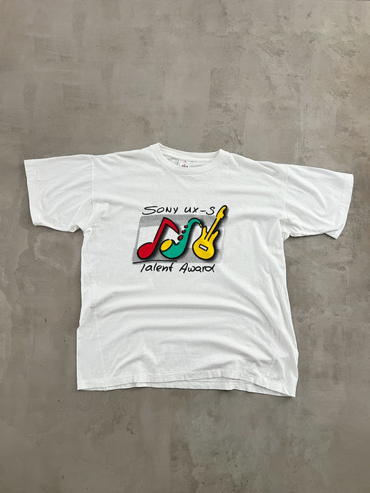 WHITE SONY MUSIC PROMO TEE - 1990S - L