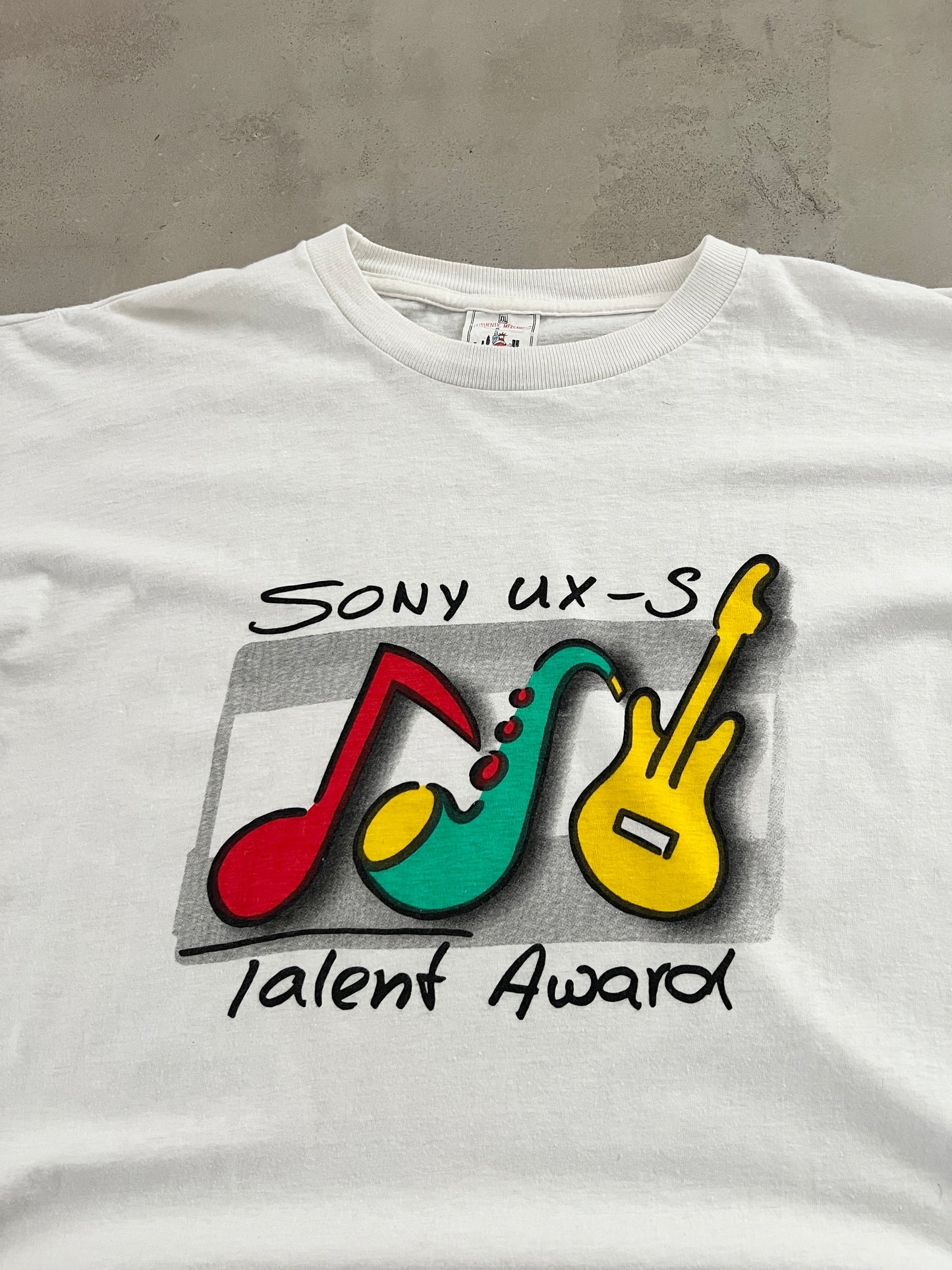 WHITE SONY MUSIC PROMO TEE - 1990S - L