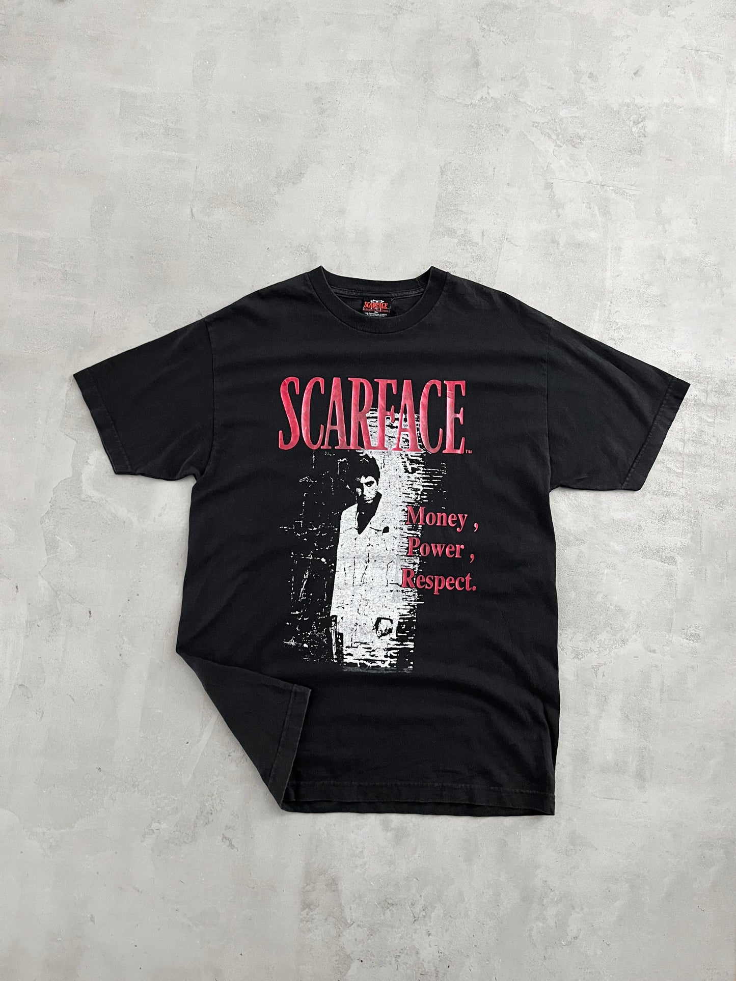 BLACK SCARFACE TEE - 1990S - XL/L