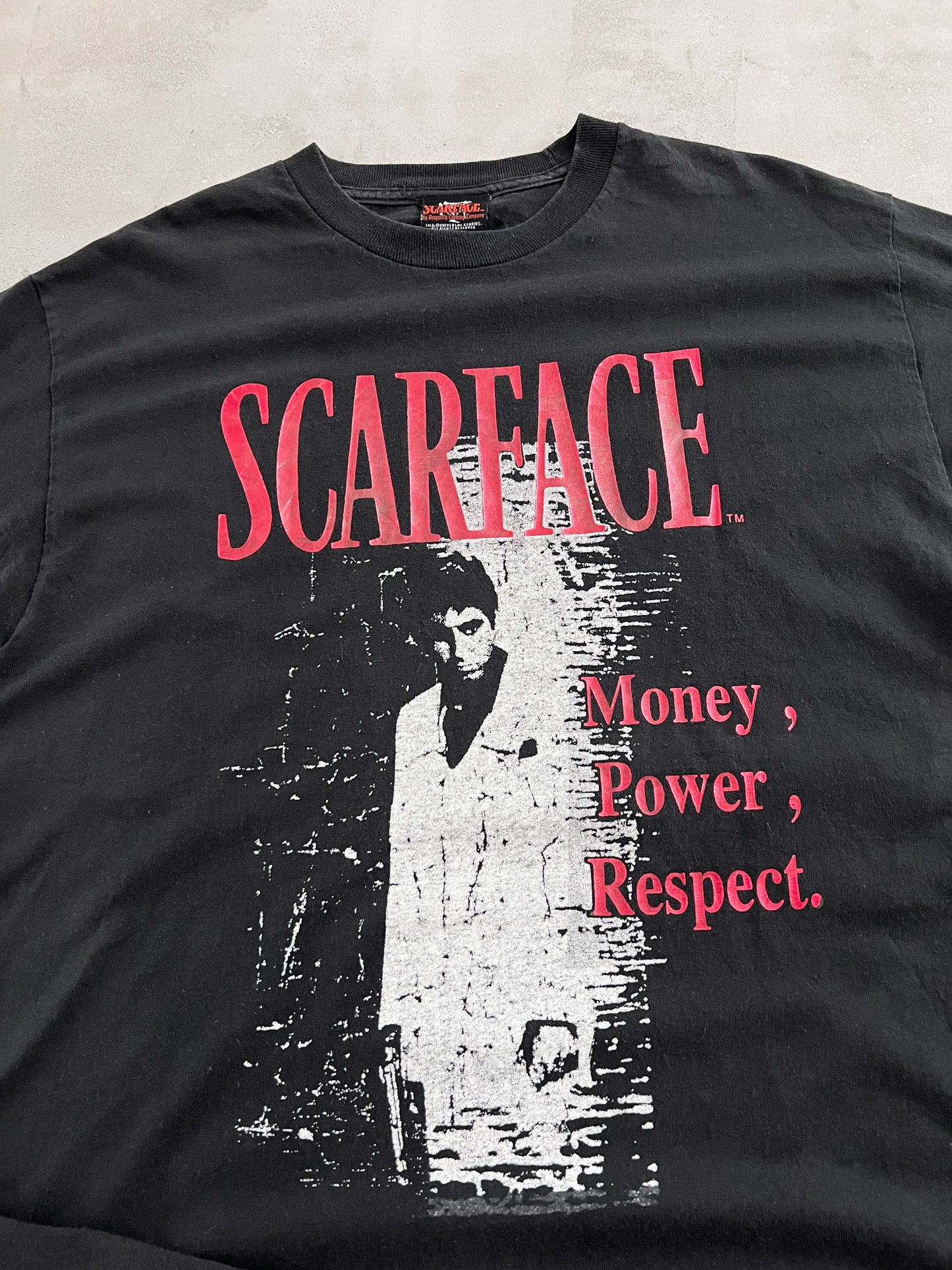 BLACK SCARFACE TEE - 1990S - XL/L