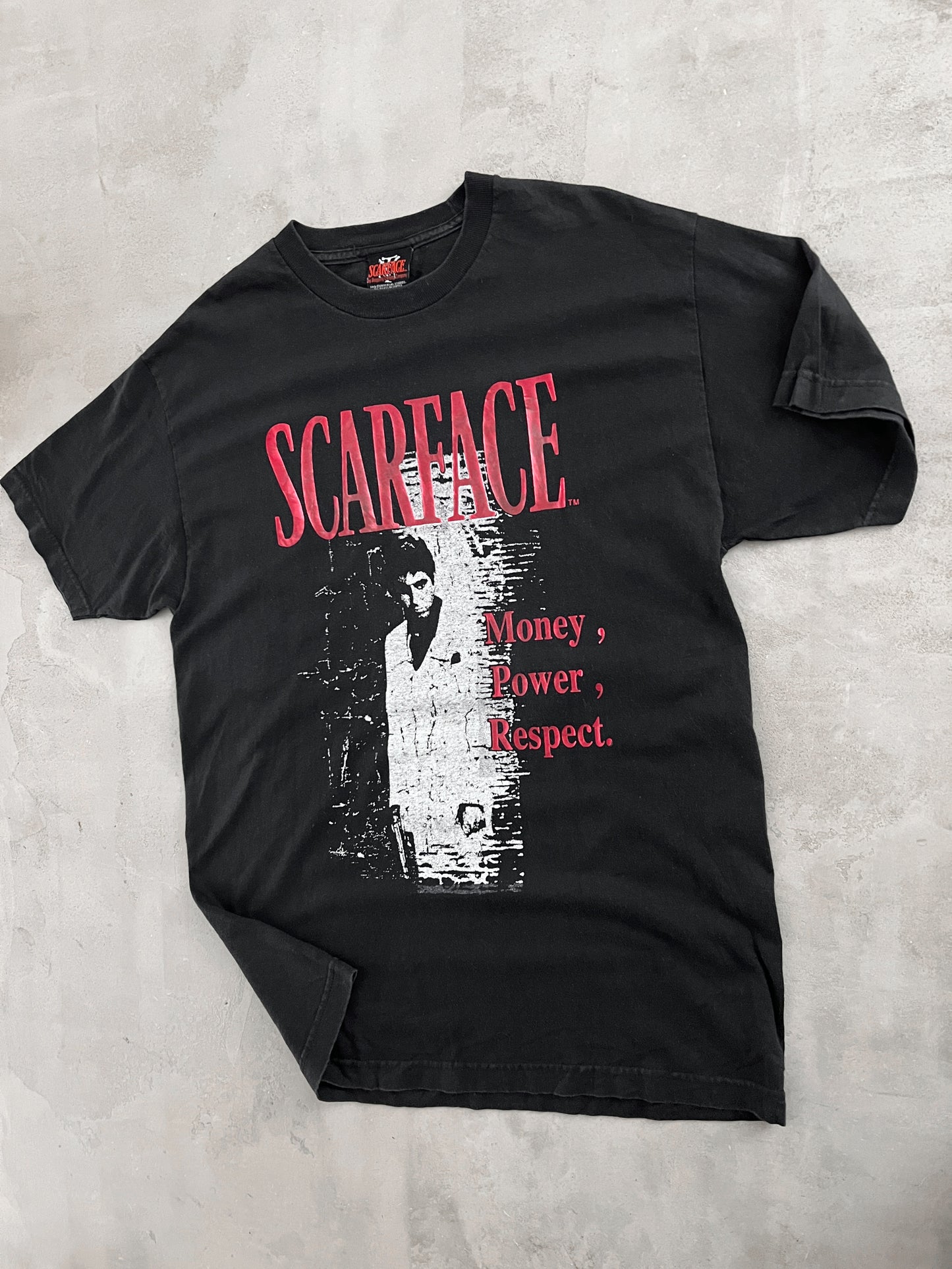 BLACK SCARFACE TEE - 1990S - XL/L