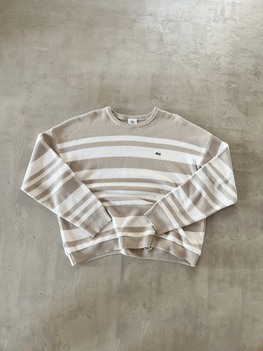 CREME/WHITE LACOSTE KNIT SWEATER - 2000S - L