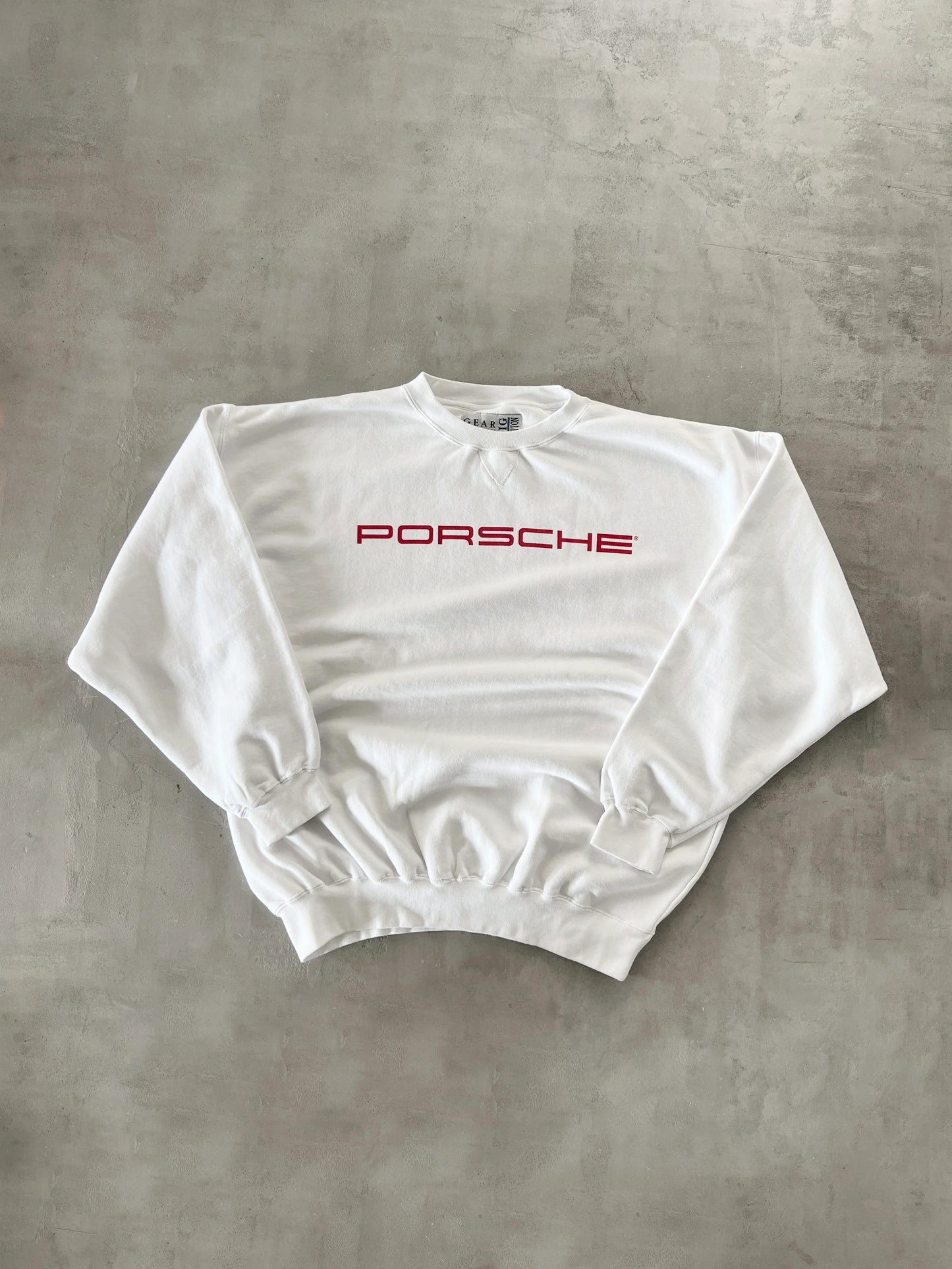 WHITE PORSCHE SWEATER - 1990S - XL/L