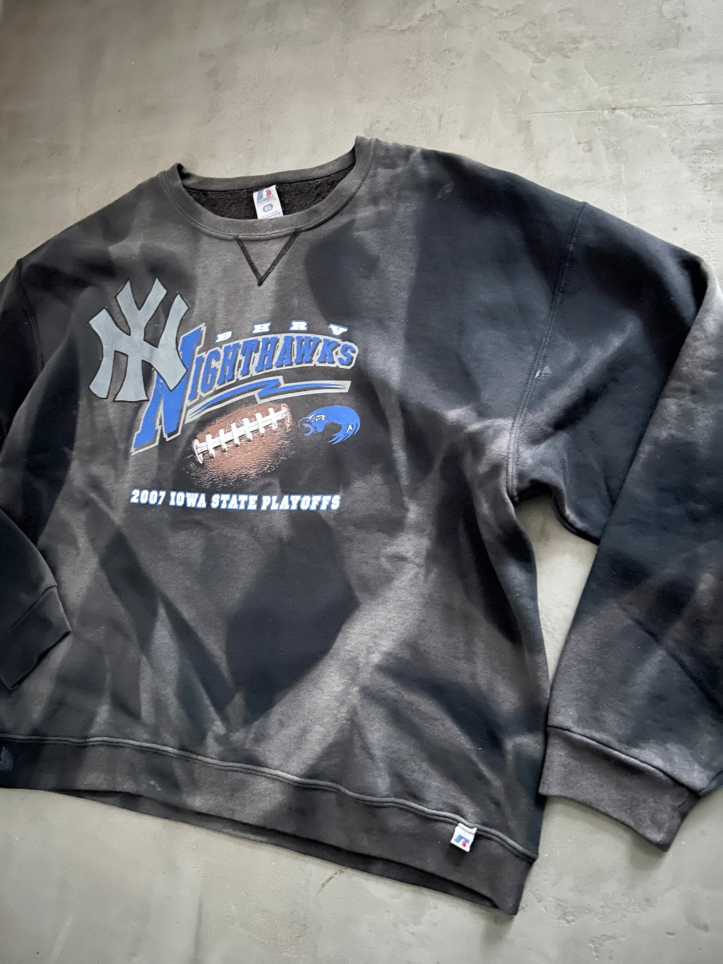 FADED BLACK FOOTBALL X YANKEES SWEATER - 1990S -