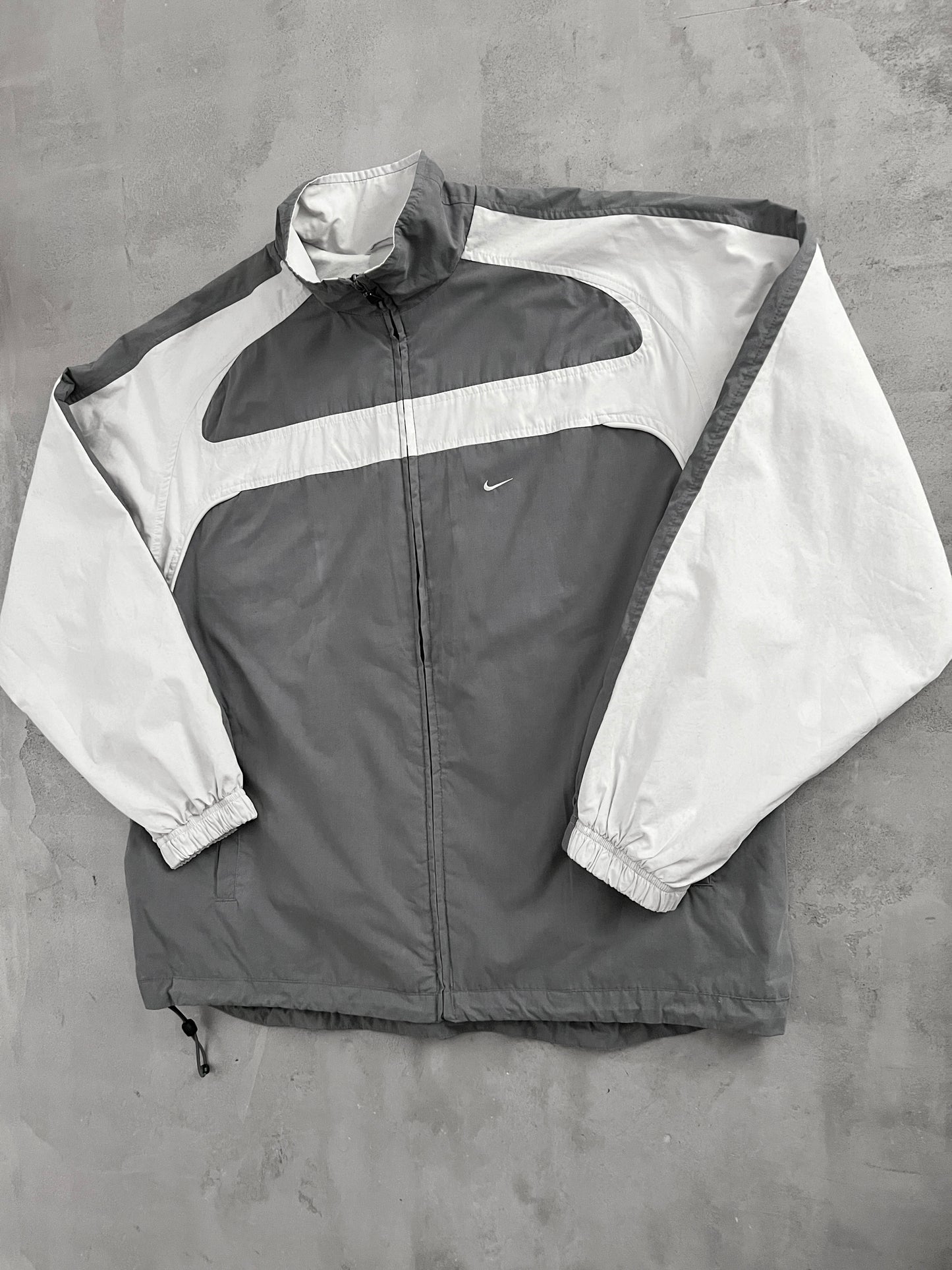 GREY/CREME NIKE TRACK JACKET - 2000S - L