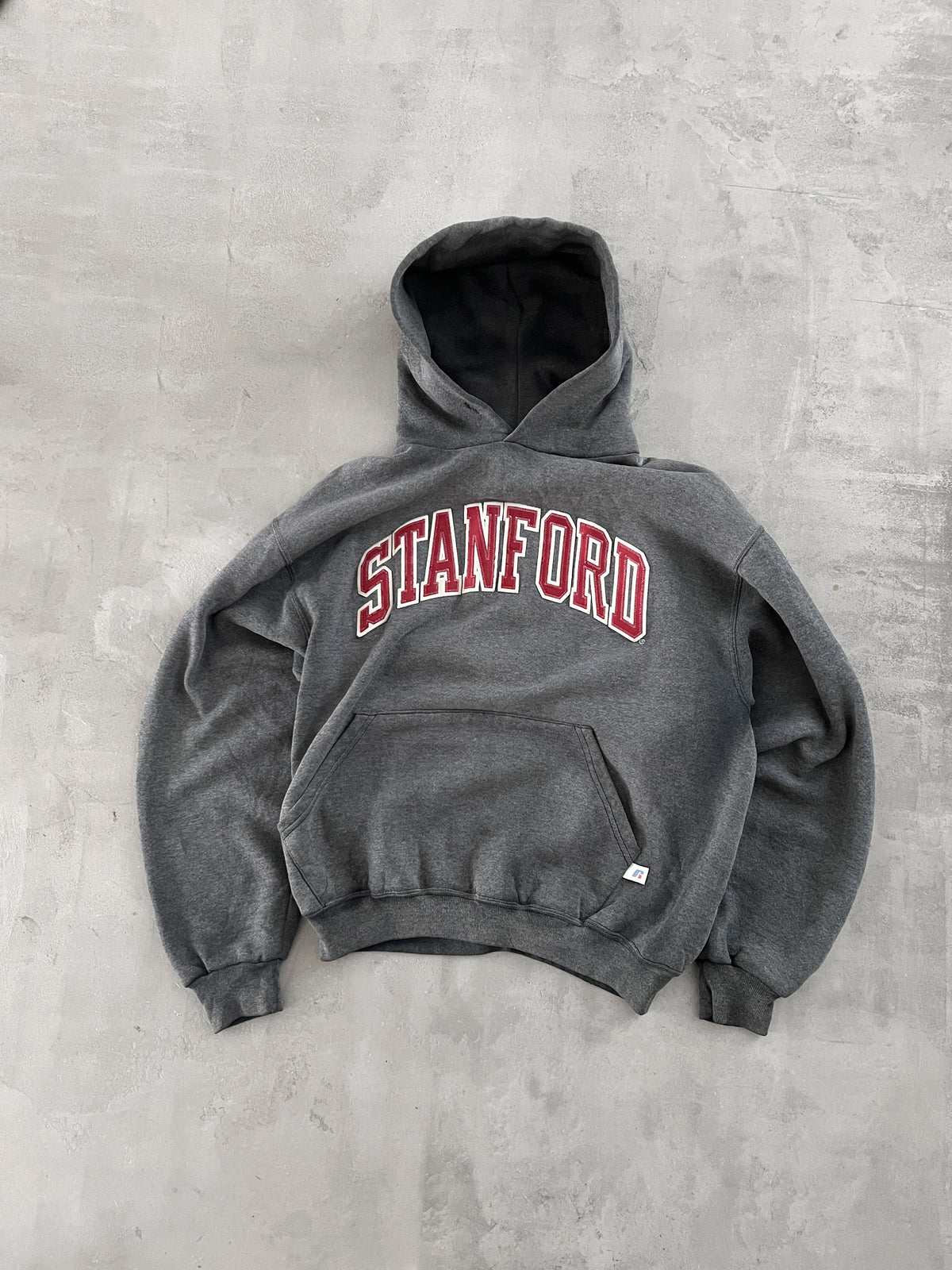 FADED GREY STANFORD RUSSELL HOODIE - 1990S - S