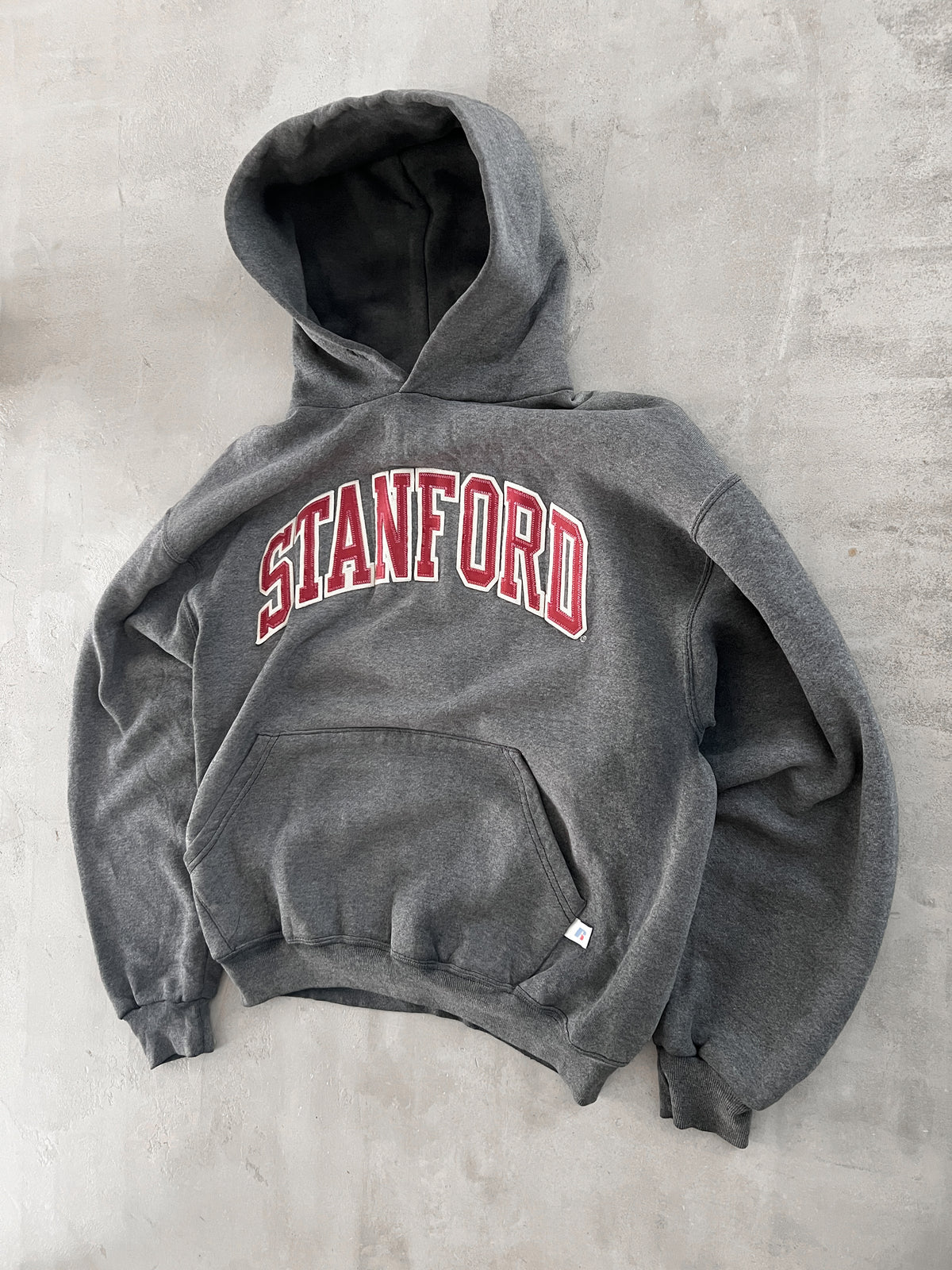 FADED GREY STANFORD RUSSELL HOODIE - 1990S - S