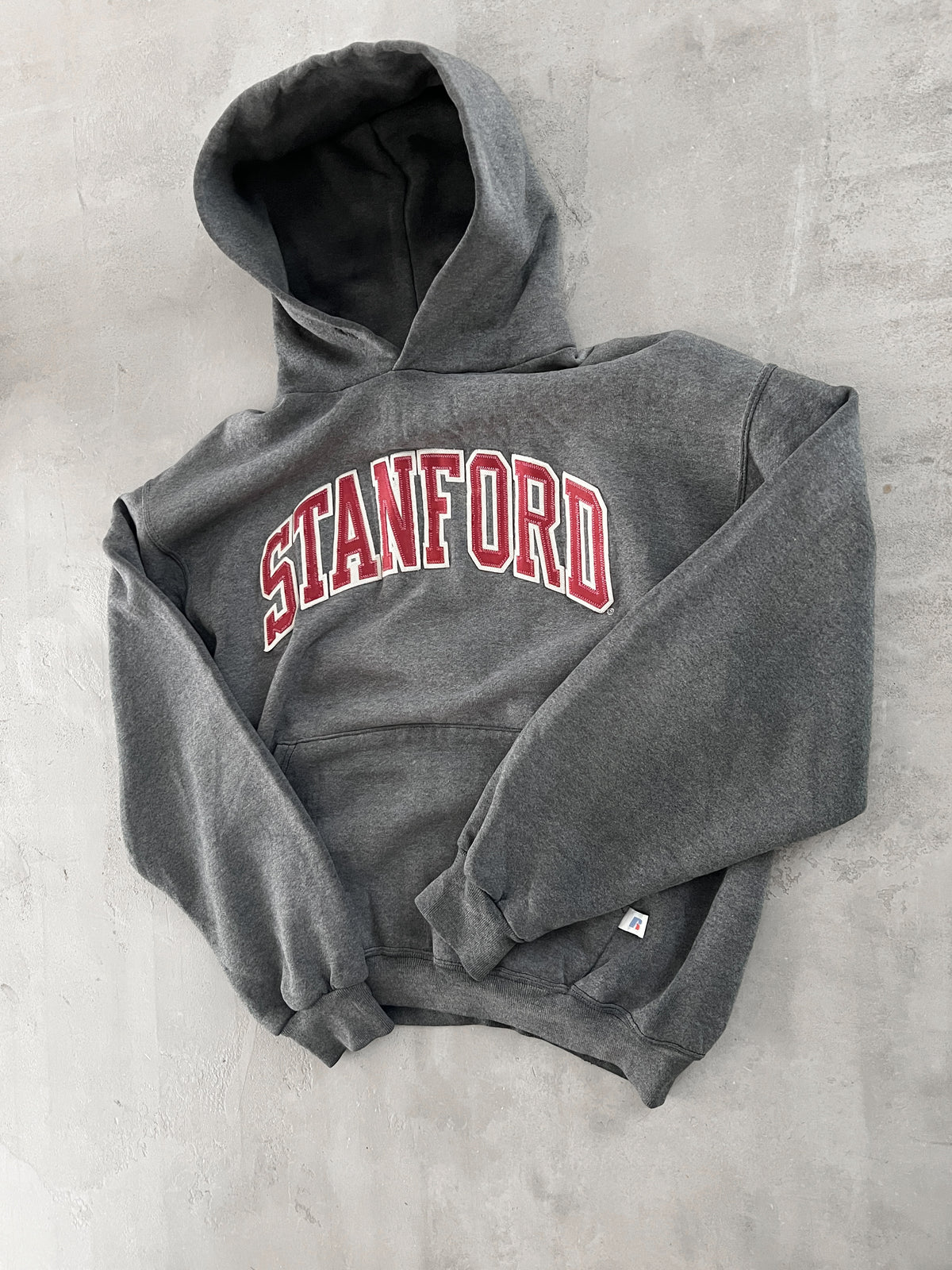FADED GREY STANFORD RUSSELL HOODIE - 1990S - S