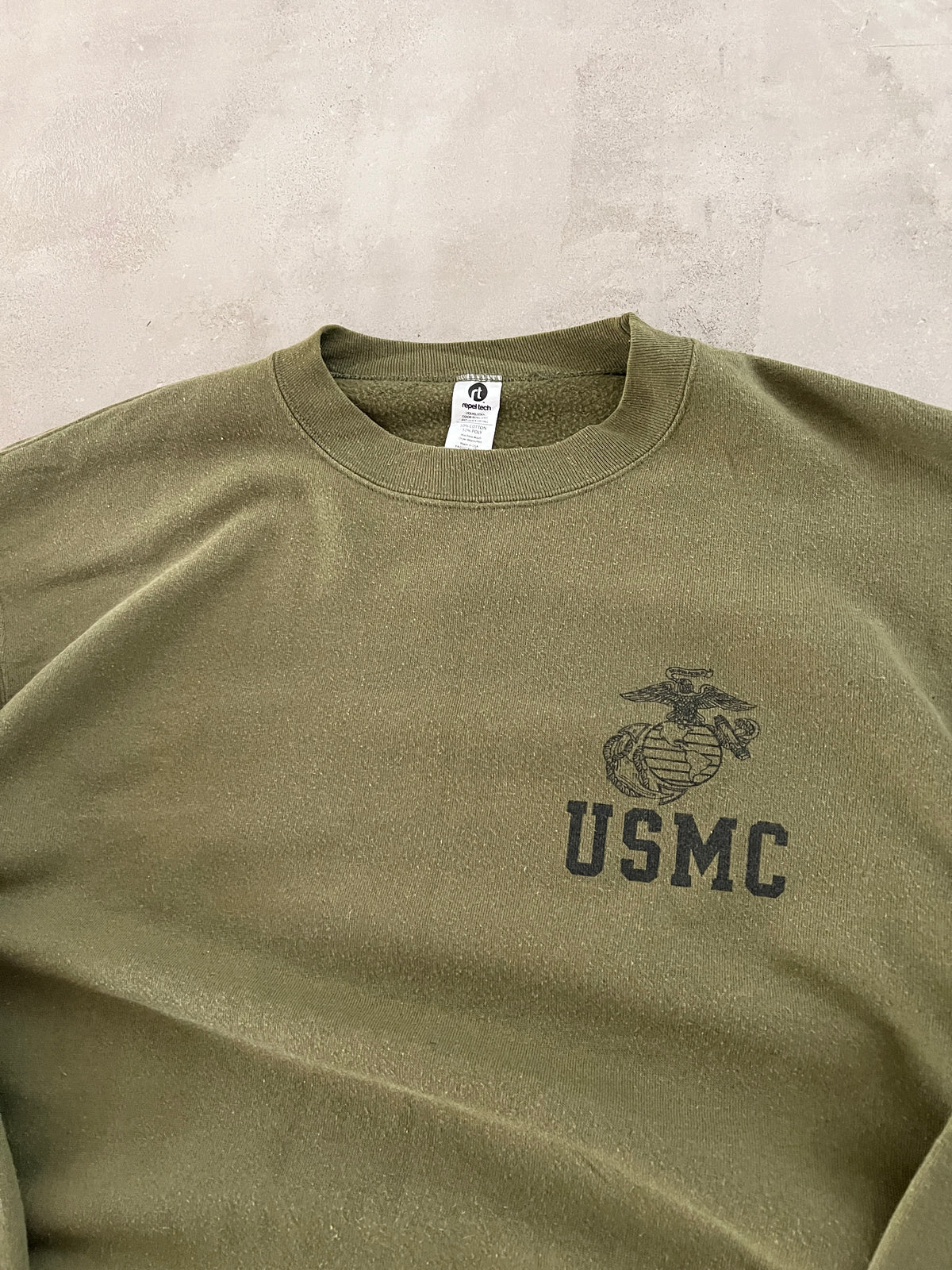 OLIVE USMC MILITARY SWEATER - 1990S - L