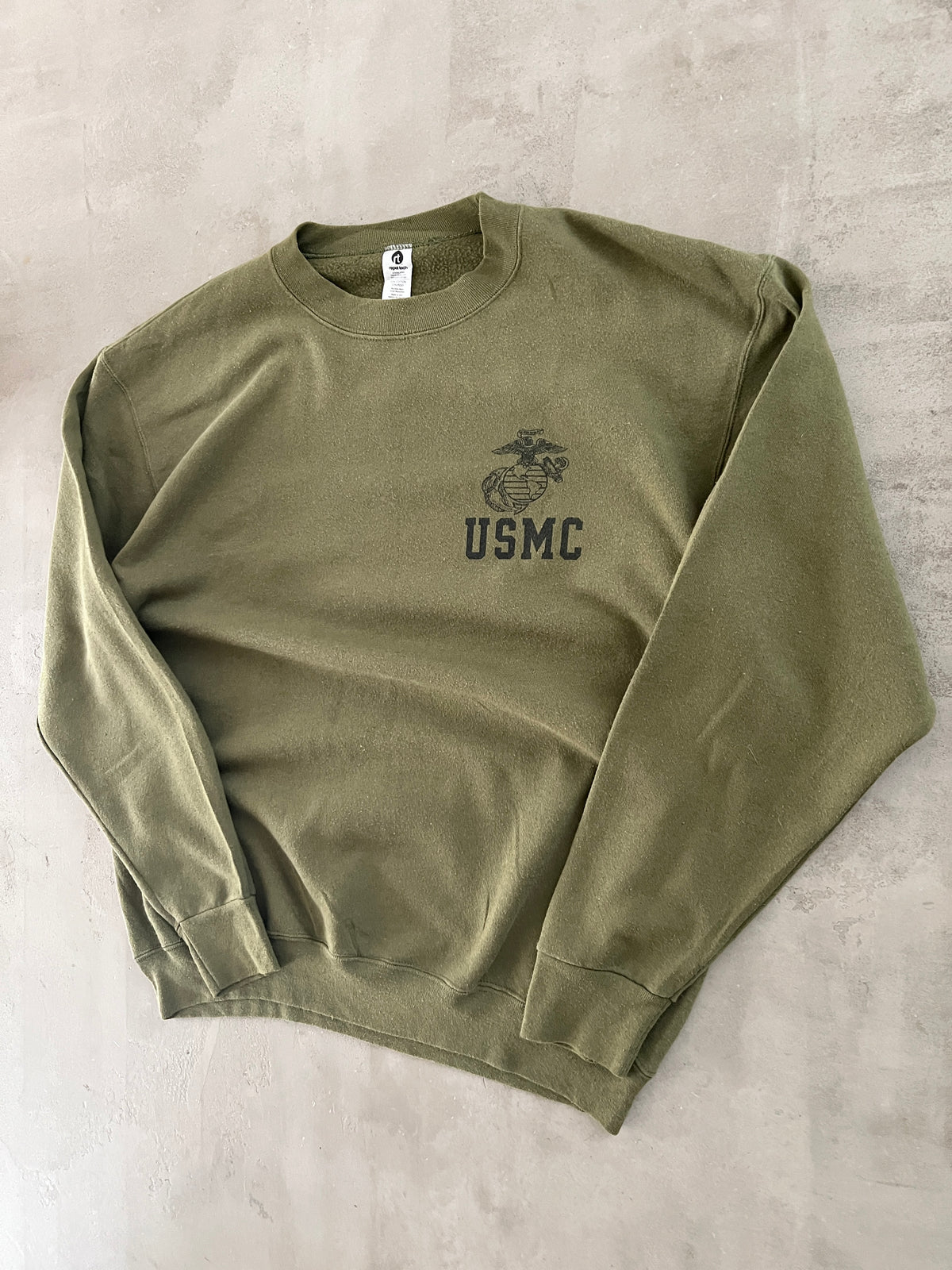 OLIVE USMC MILITARY SWEATER - 1990S - L