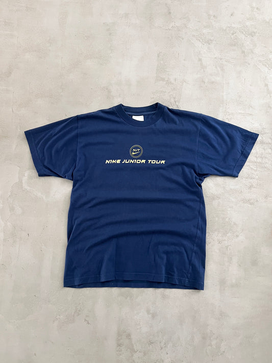 NAVY NIKE TENNIS TEE - 1990S - M