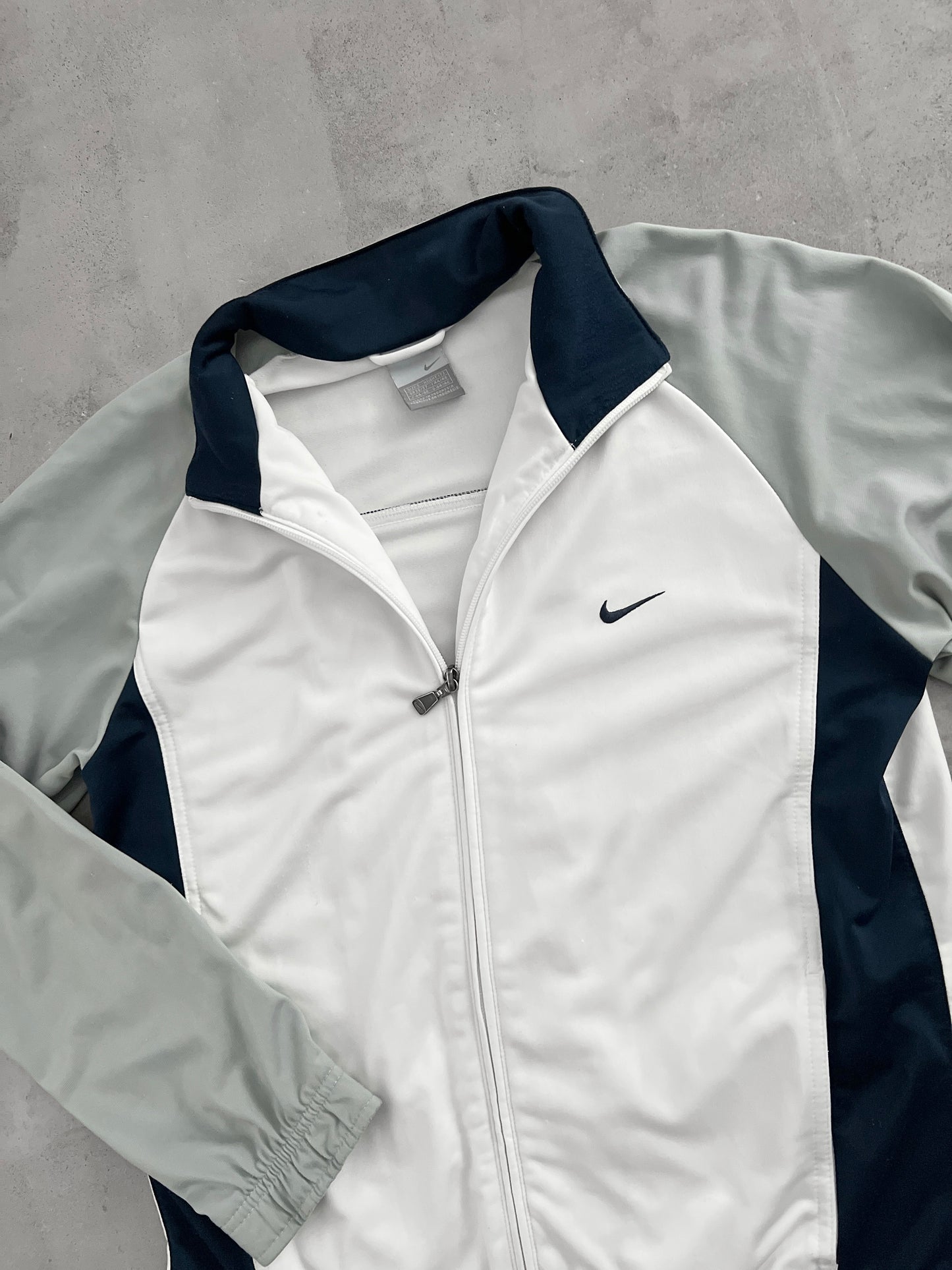 WHITE/GREY NIKE TRACK JACKET - 2000S - M/S