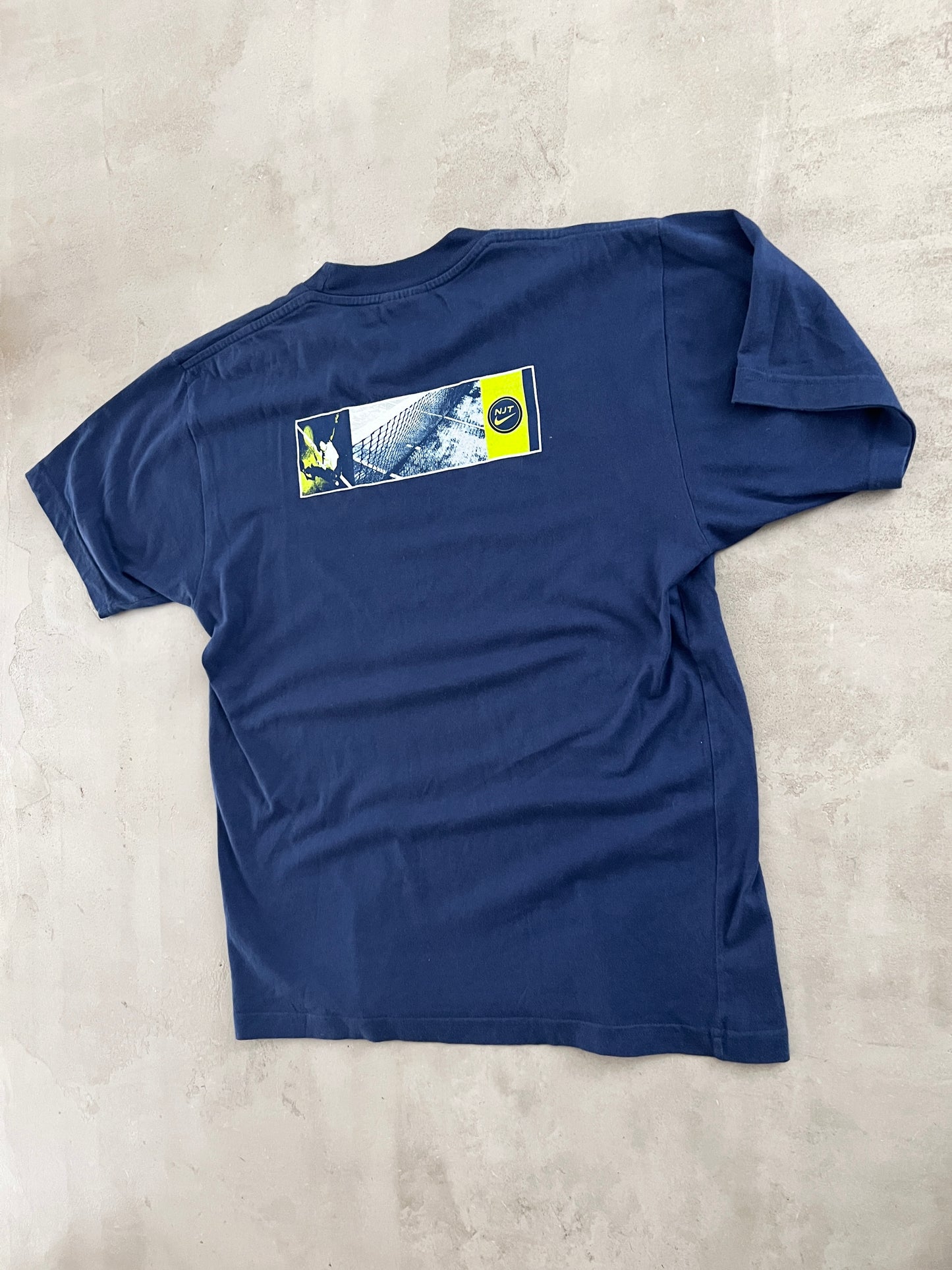 NAVY NIKE TENNIS TEE - 1990S - M