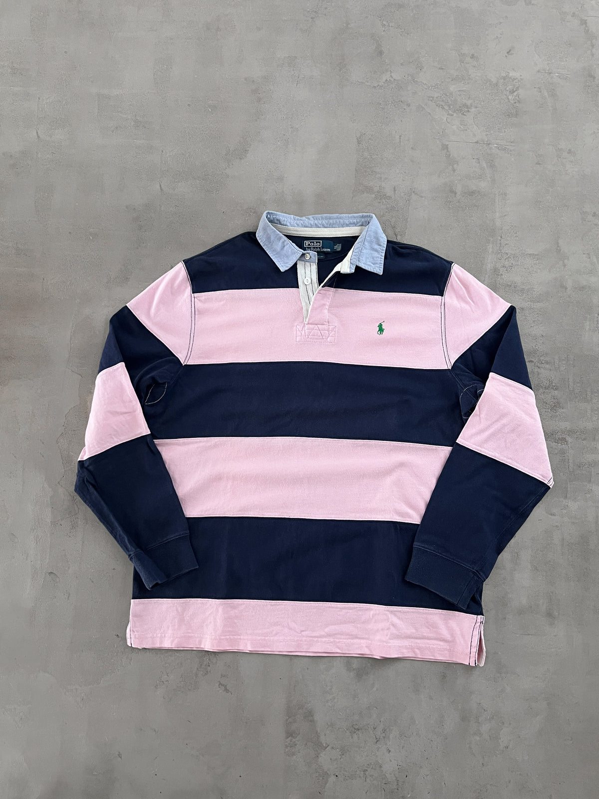 NAVY/PINK RALPH LAUREN LONGSLEEVE - 2000S - XL