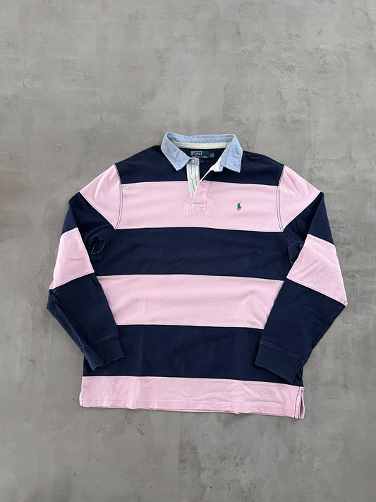 NAVY/PINK RALPH LAUREN LONGSLEEVE - 2000S - XL