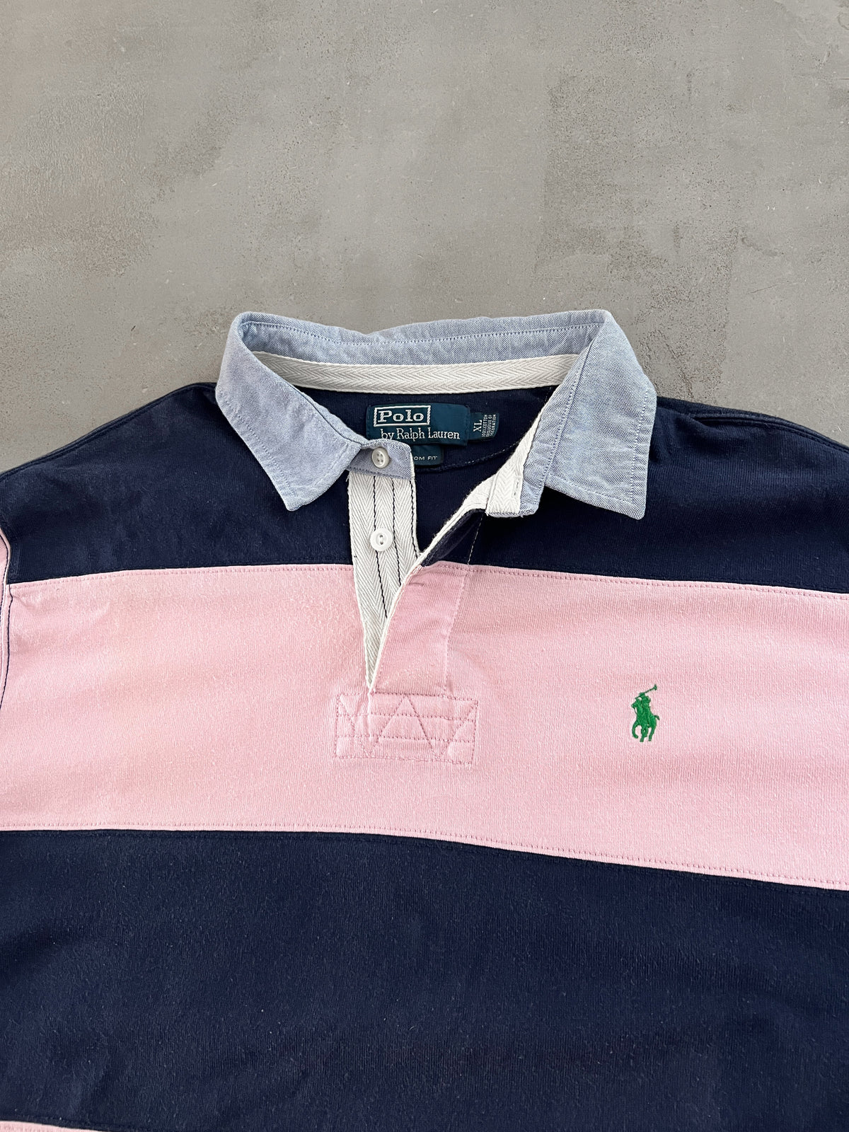 NAVY/PINK RALPH LAUREN LONGSLEEVE - 2000S - XL