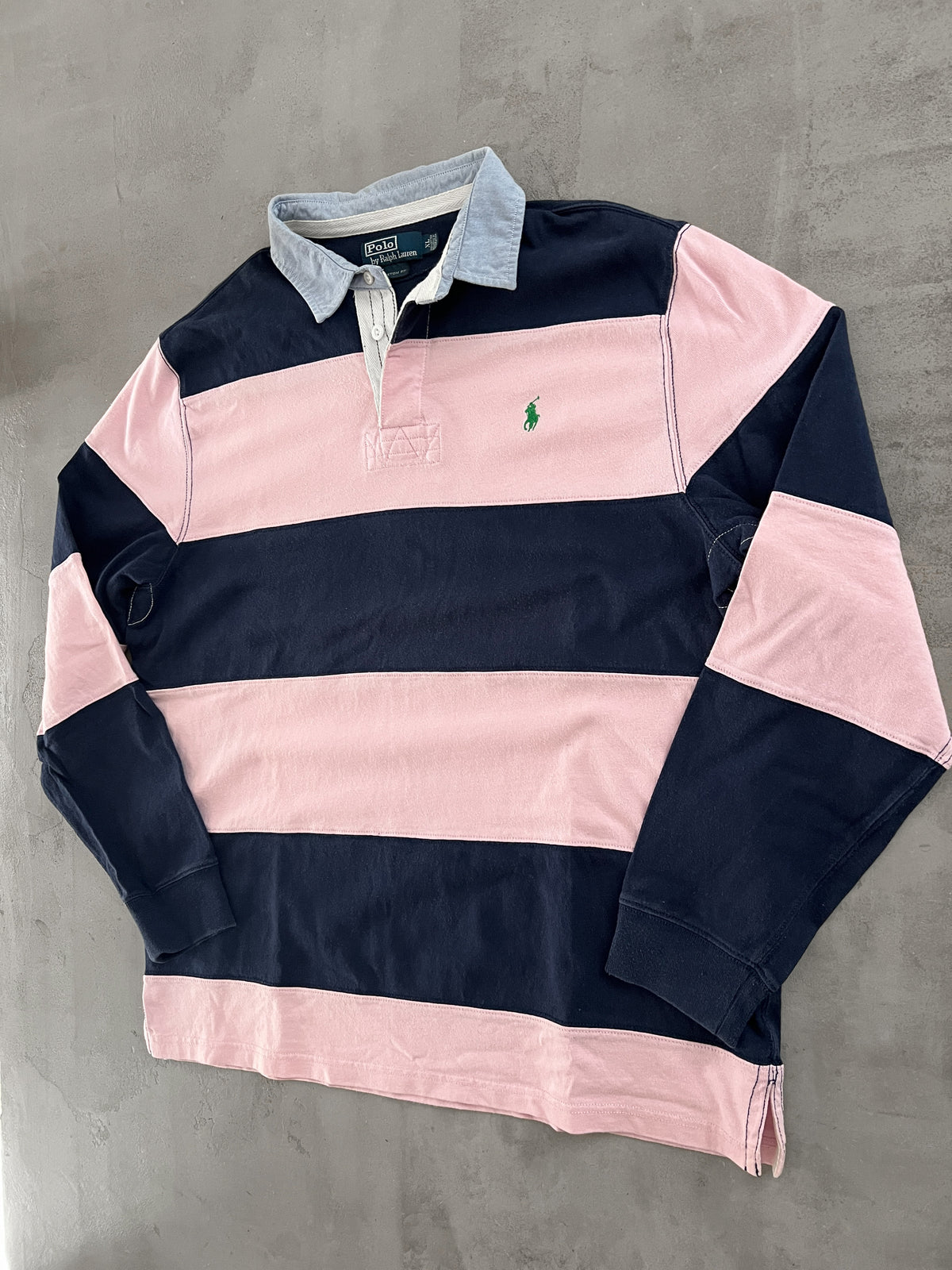 NAVY/PINK RALPH LAUREN LONGSLEEVE - 2000S - XL