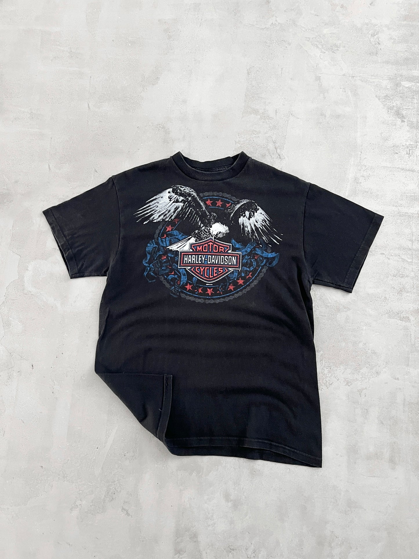 BLACK HARLEY DAVIDSON TEE - 1990S - M