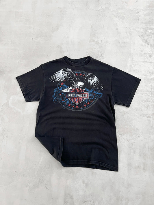 BLACK HARLEY DAVIDSON TEE - 1990S - M