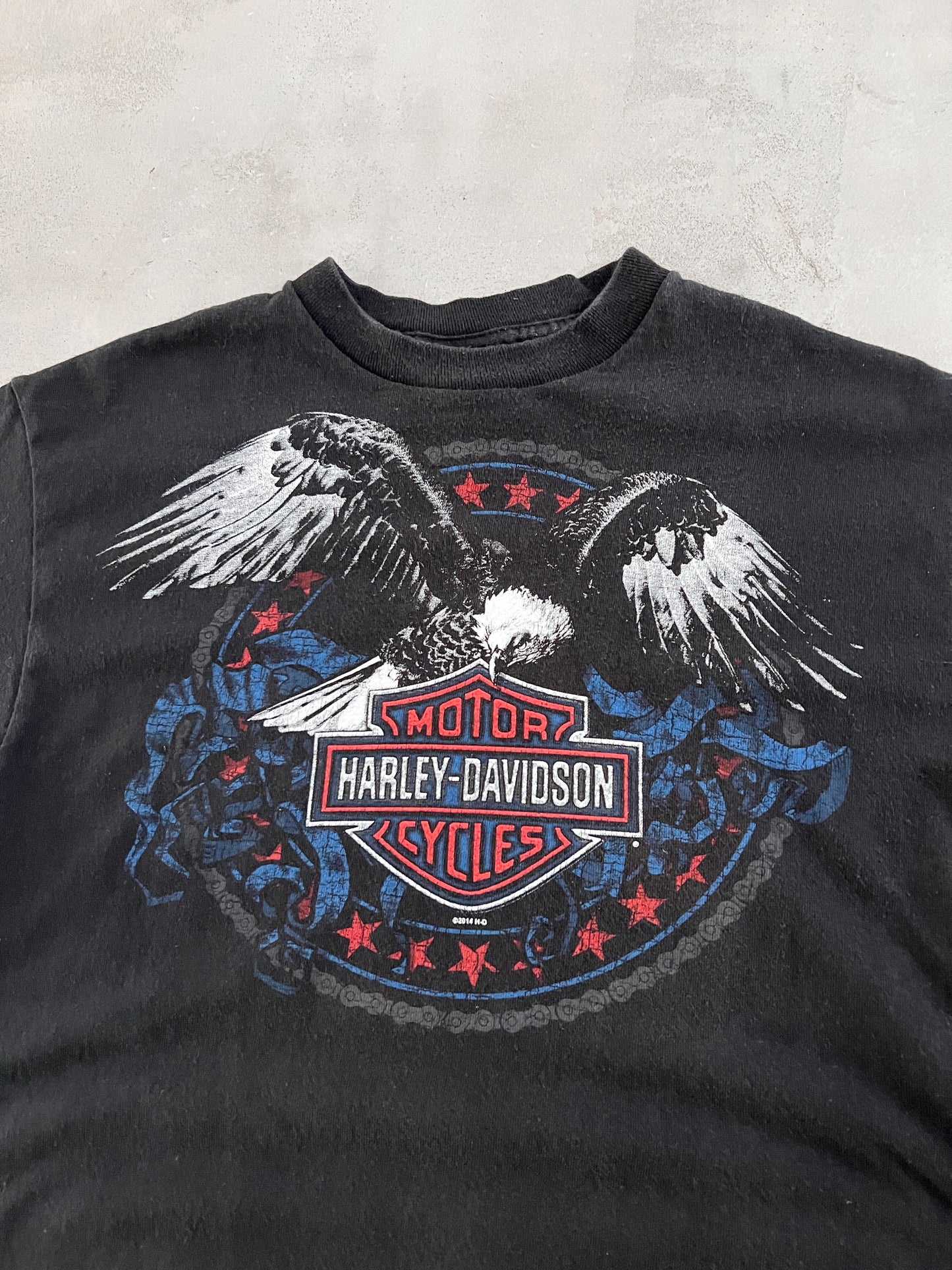 BLACK HARLEY DAVIDSON TEE - 1990S - M