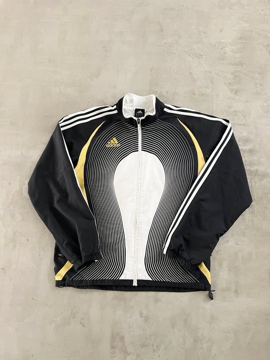 BLACK/GOLD ADIDAS TRACK JACKET - 2000S - L