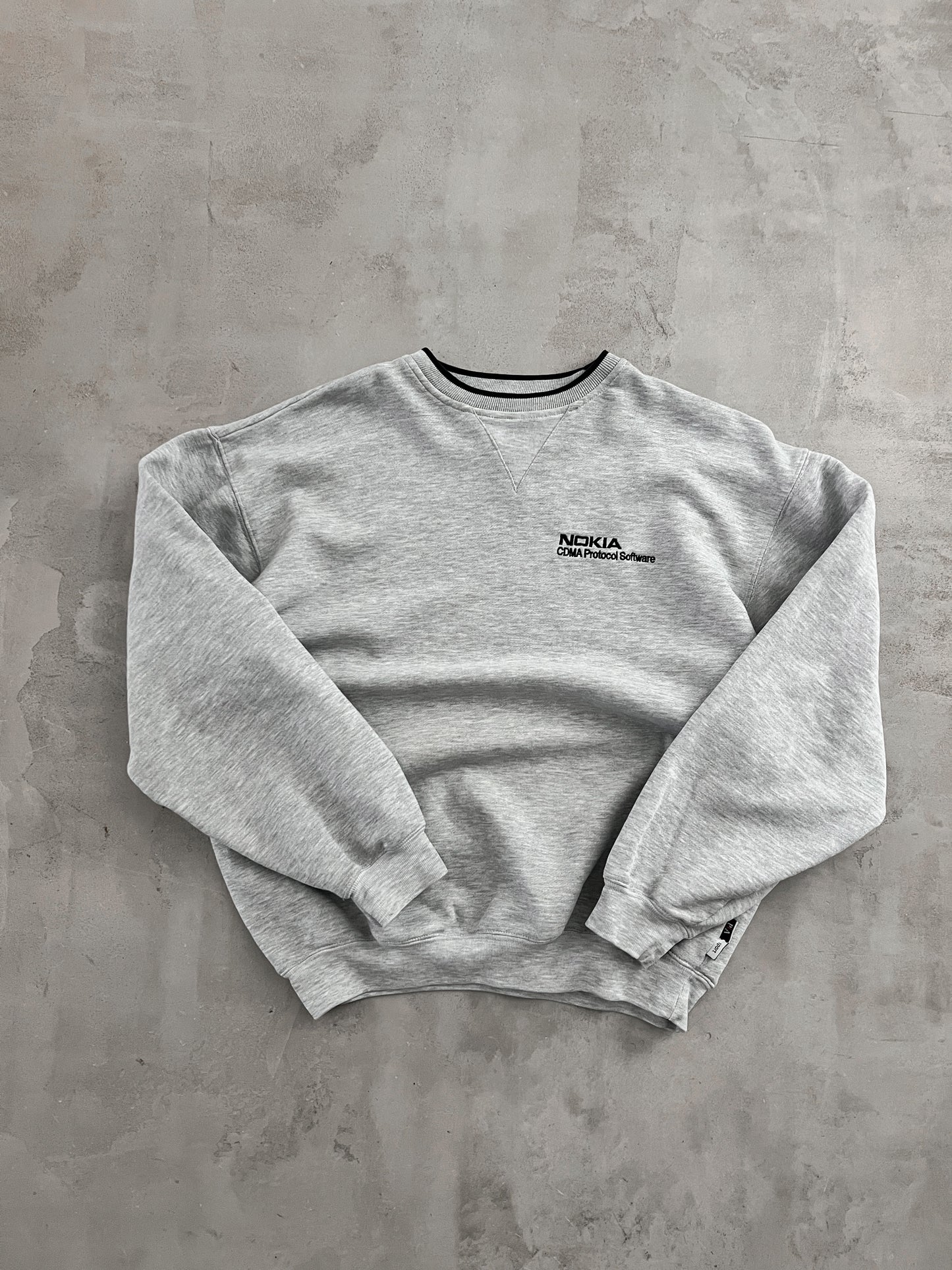GREY NOKIA SOFTWARE SWEATER - 1990S - M