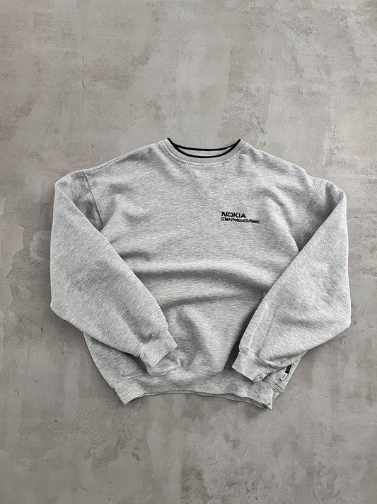 GREY NOKIA SOFTWARE SWEATER - 1990S - M