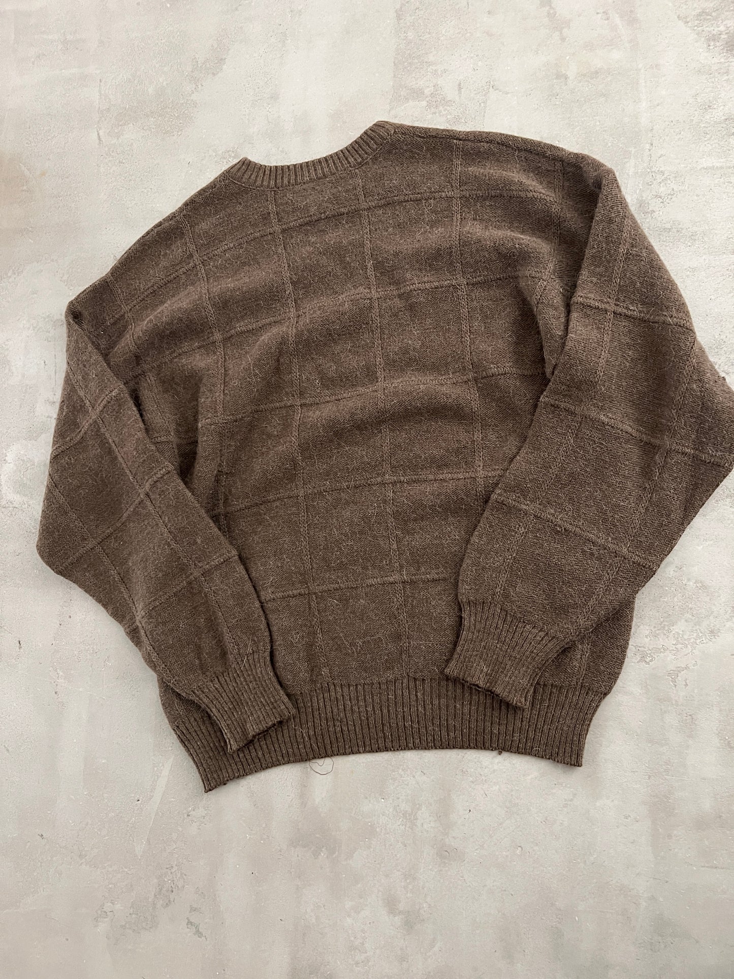 MOCHA LACOSTE KNIT SWEATER - 1990S - L/M