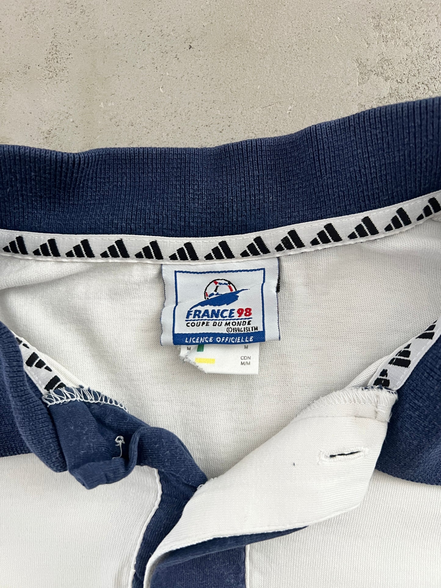 WHITE/NAVY FRANCE WORLD CUP POLO - 1998 - L/M