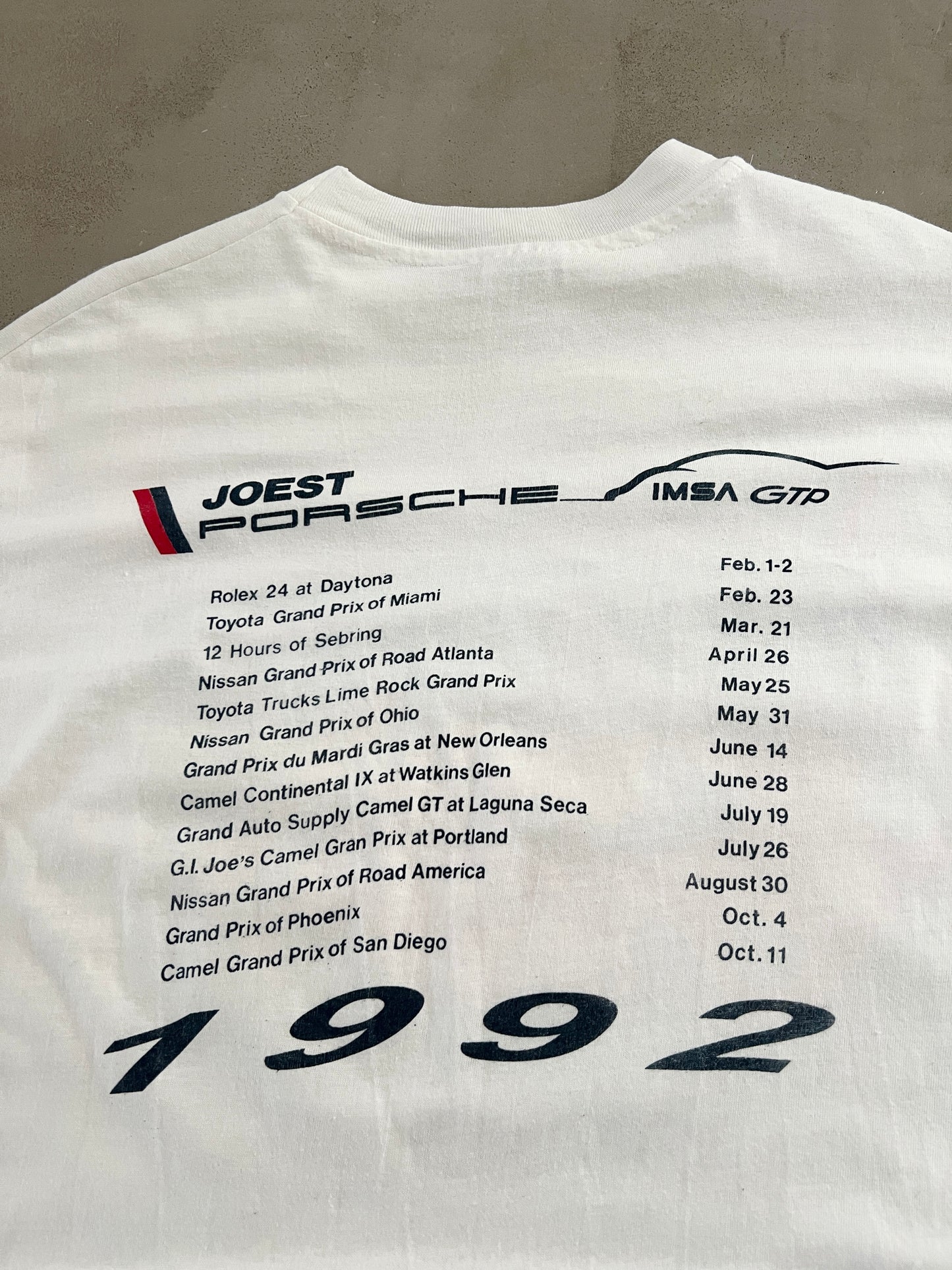 WHITE PORSCHE DAYTONA RACING TEE - 1992 - XL