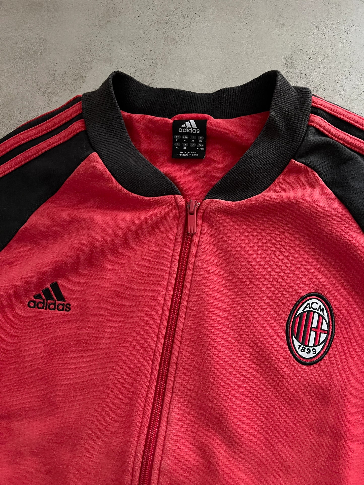 RED AC MILAN ADIDAS JACKET - 2000S - M