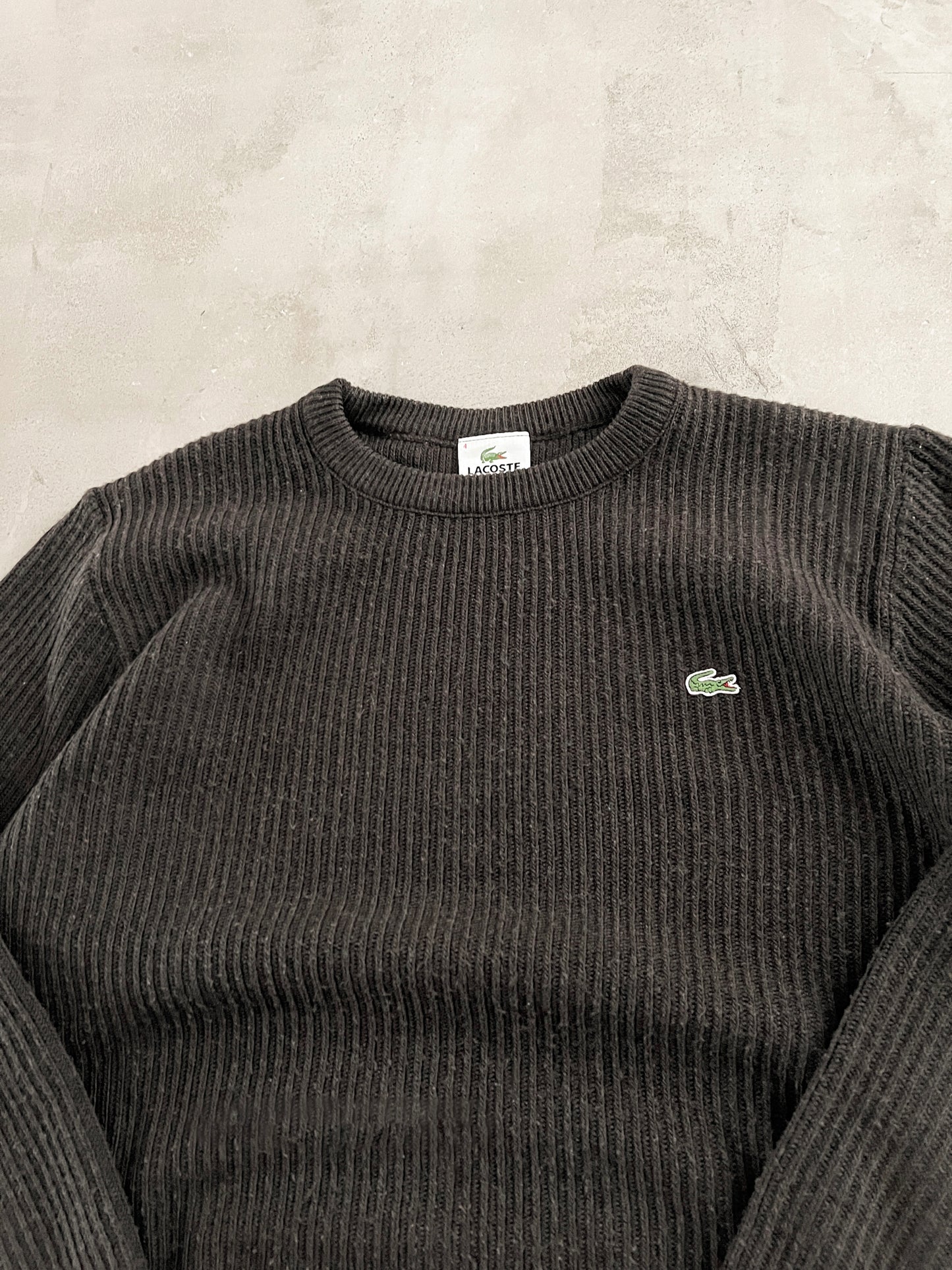 MOCHA LACOSTE KNIT SWEATER - 2000S - S/M