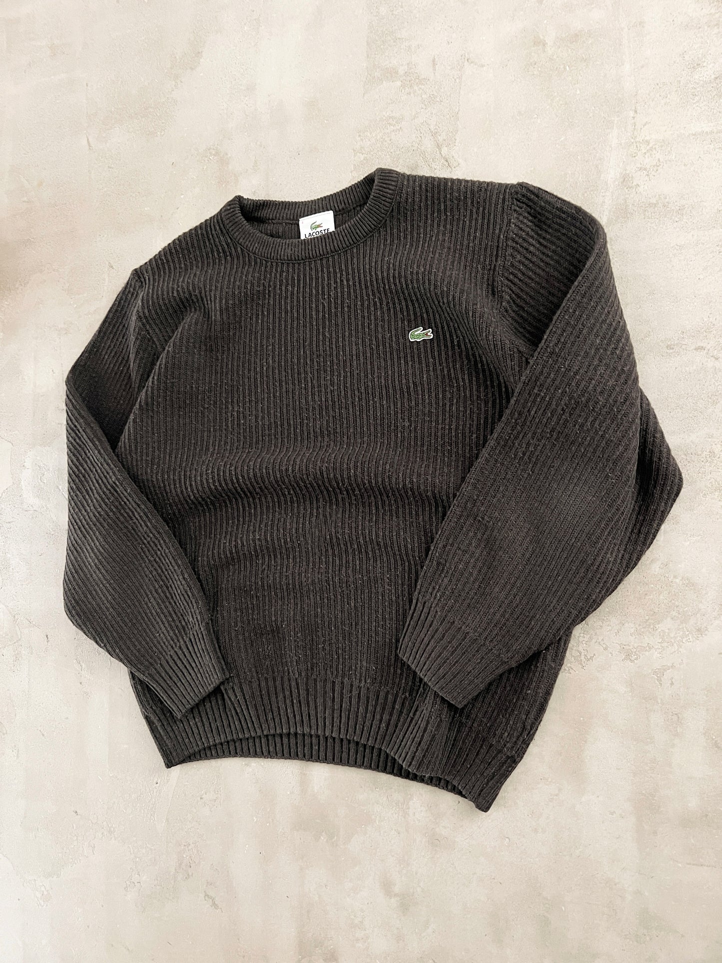 MOCHA LACOSTE KNIT SWEATER - 2000S - S/M