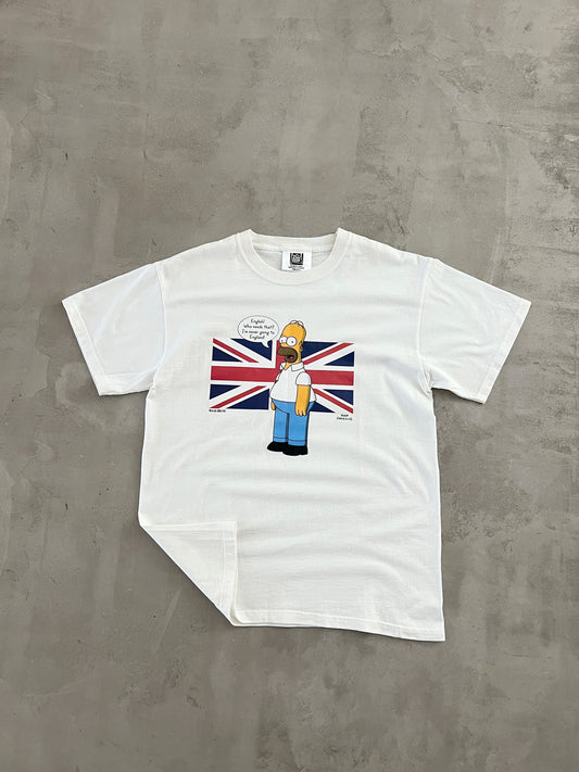 WHITE HOMER SIMPSON TEE - 2000S - M