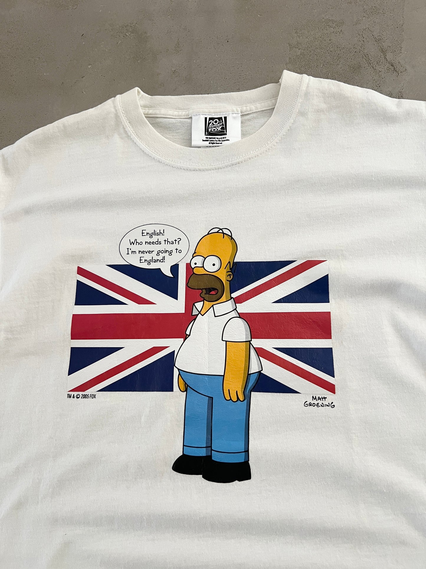 WHITE HOMER SIMPSON TEE - 2000S - M