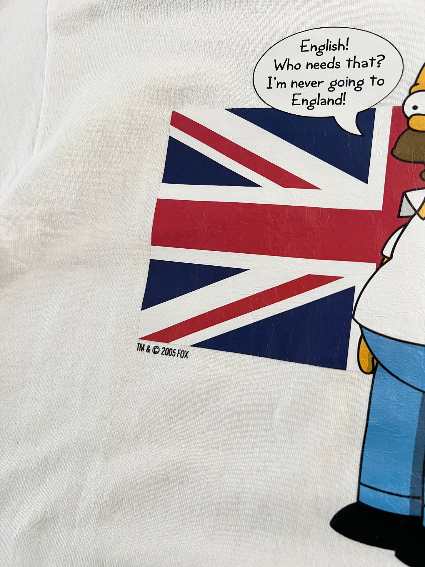 WHITE HOMER SIMPSON TEE - 2000S - M
