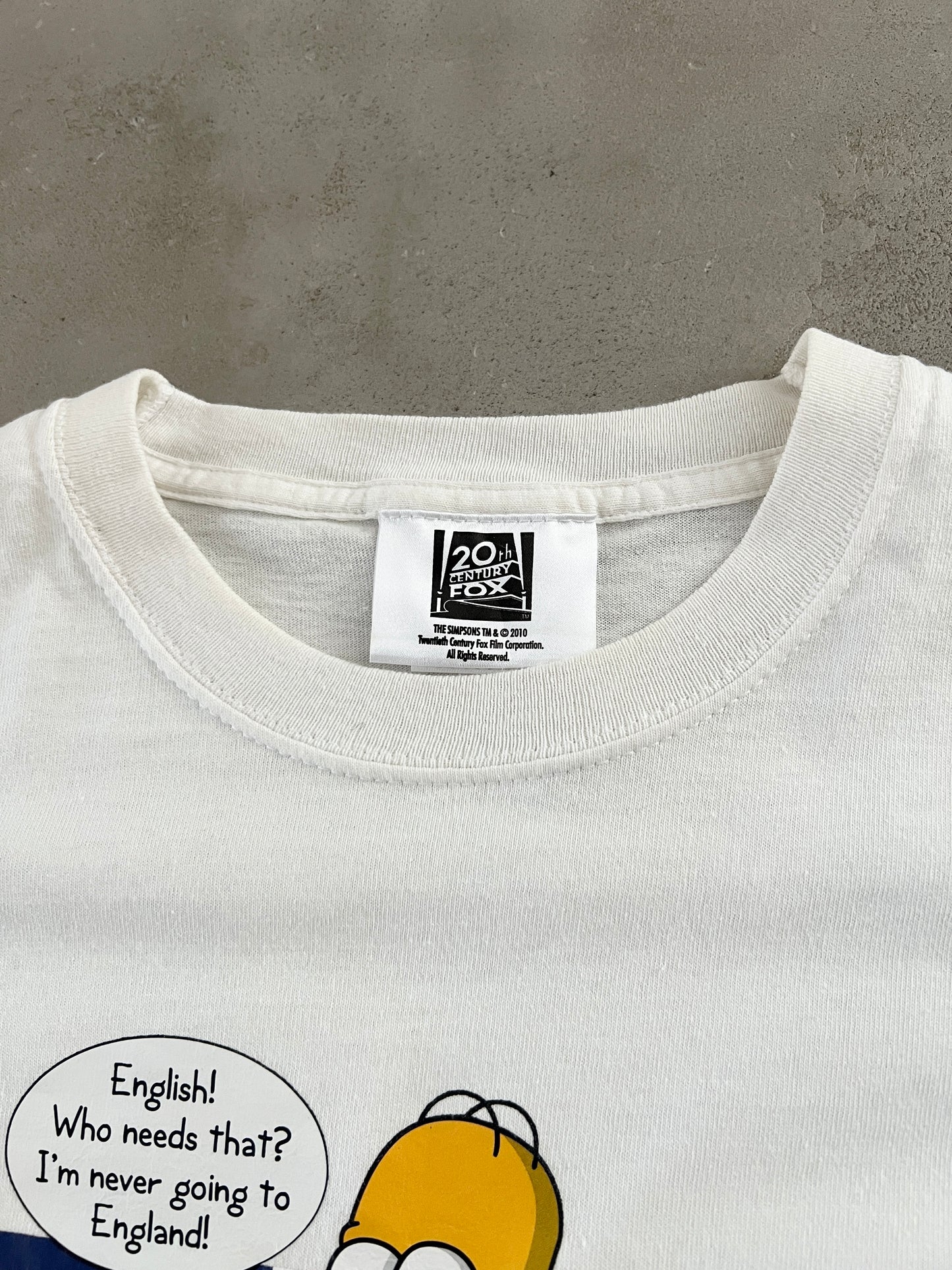 WHITE HOMER SIMPSON TEE - 2000S - M