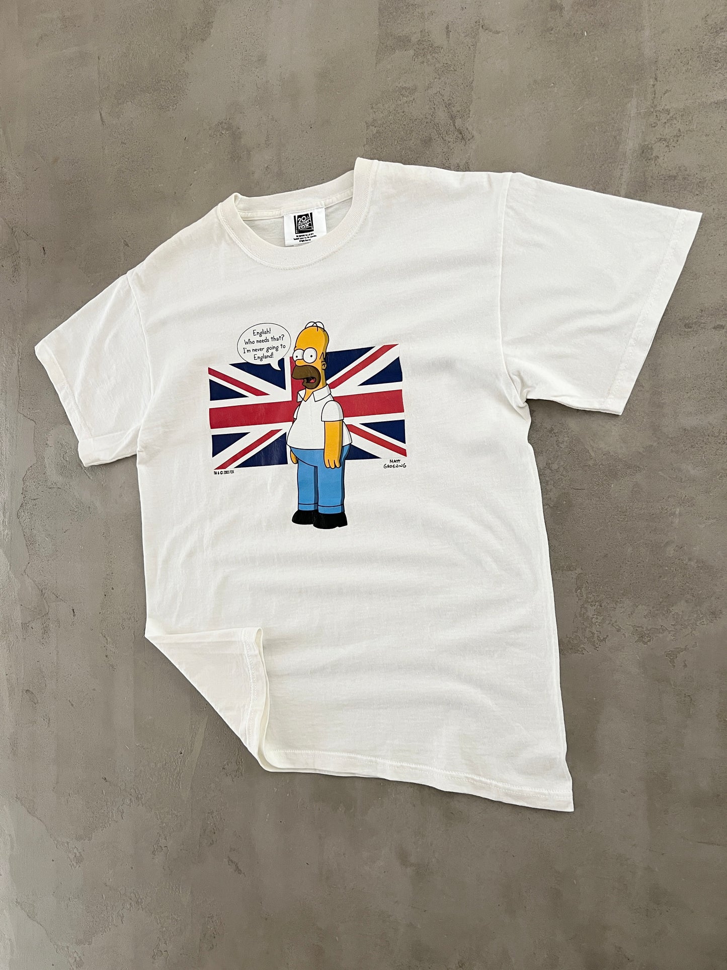 WHITE HOMER SIMPSON TEE - 2000S - M