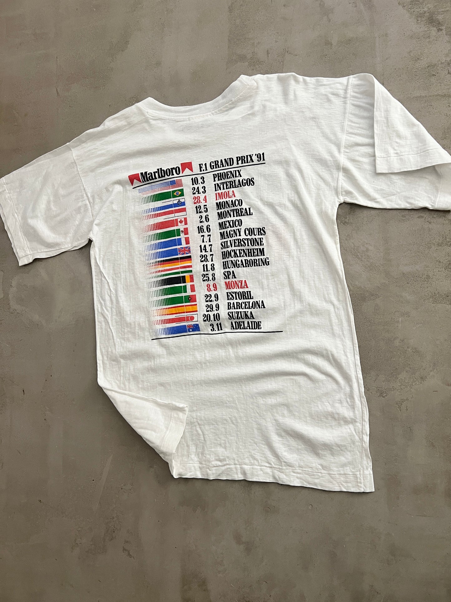 WHITE MARLBORO FERRARI F1 TEE - 1991 - M