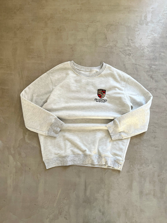 GREY PORSCHE MOTORSPORT SWEATER - 1990S - XL
