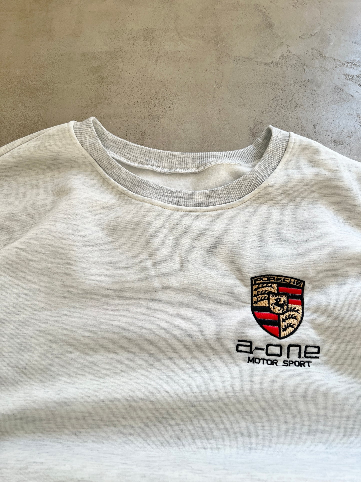 GREY PORSCHE MOTORSPORT SWEATER - 1990S - XL