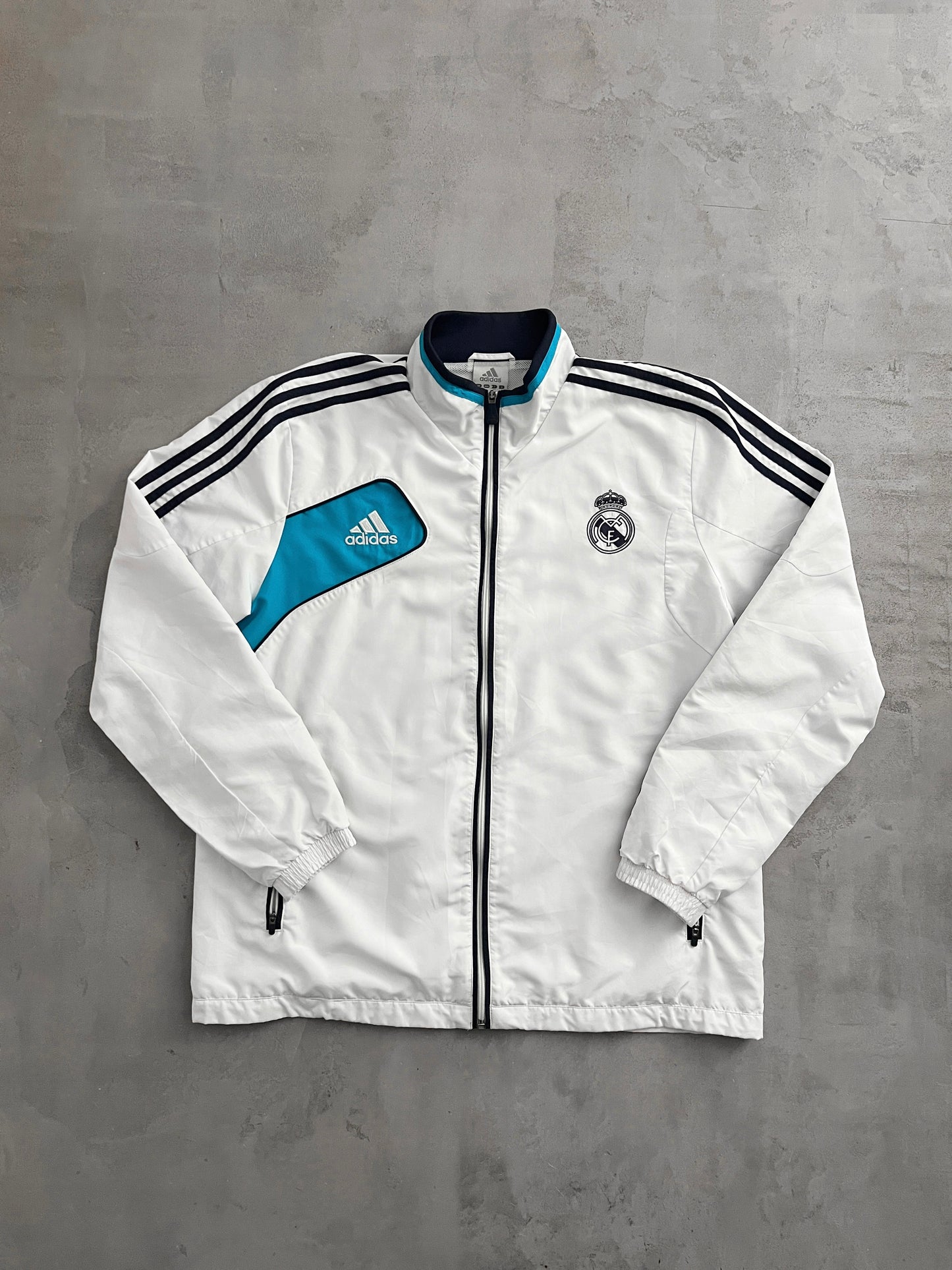 WHITE REAL MADRID TRACK JACKET - 2000S - L