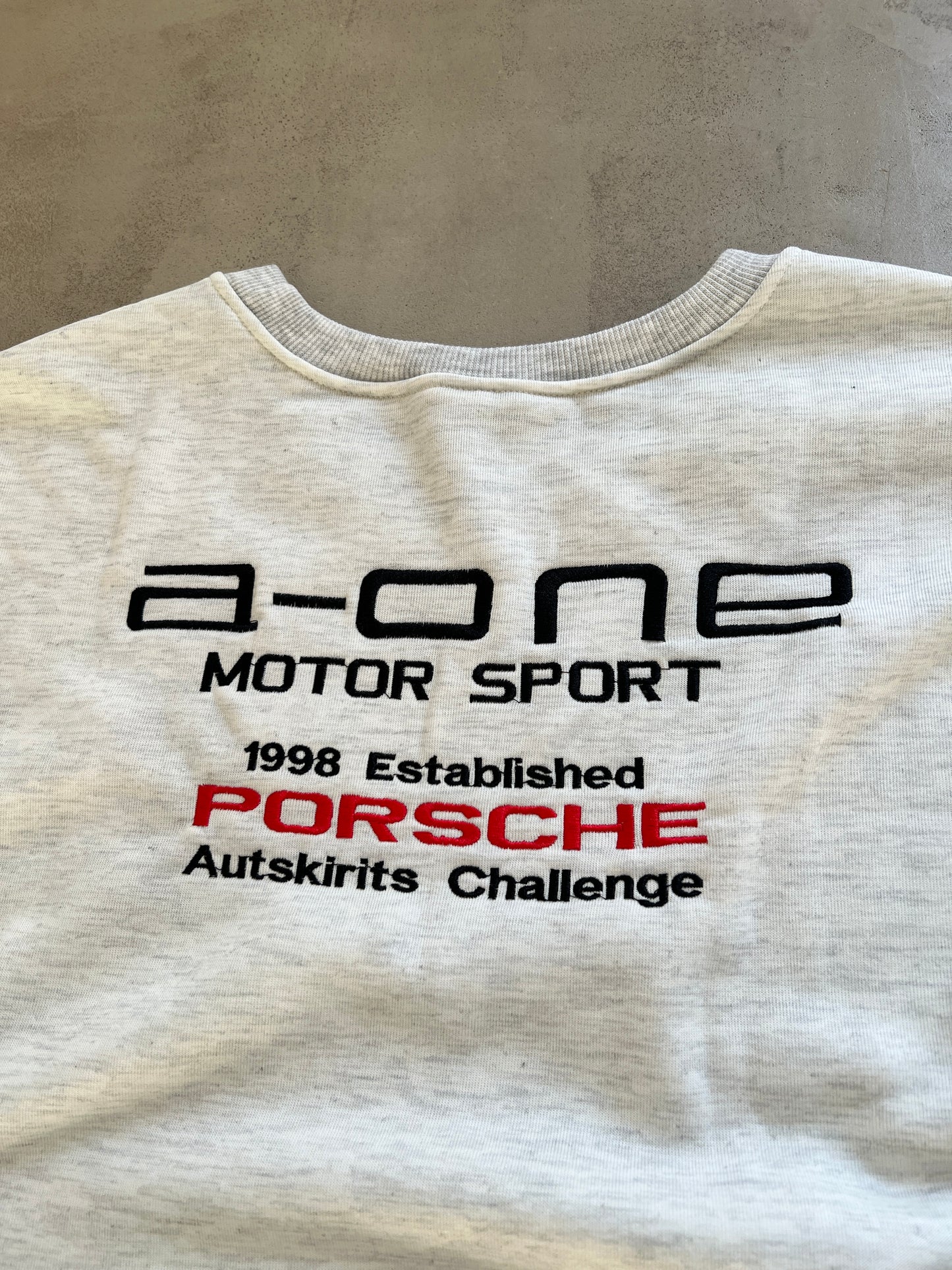 GREY PORSCHE MOTORSPORT SWEATER - 1990S - XL